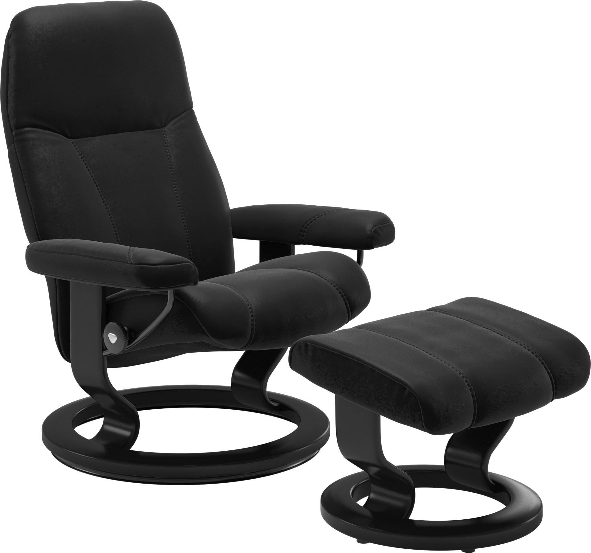 Stressless Relaxsessel "Consul" Set, Relaxsessel mit Hocker, mit Hocker, mit Classic Base, Größe M, Gestell Schwarz