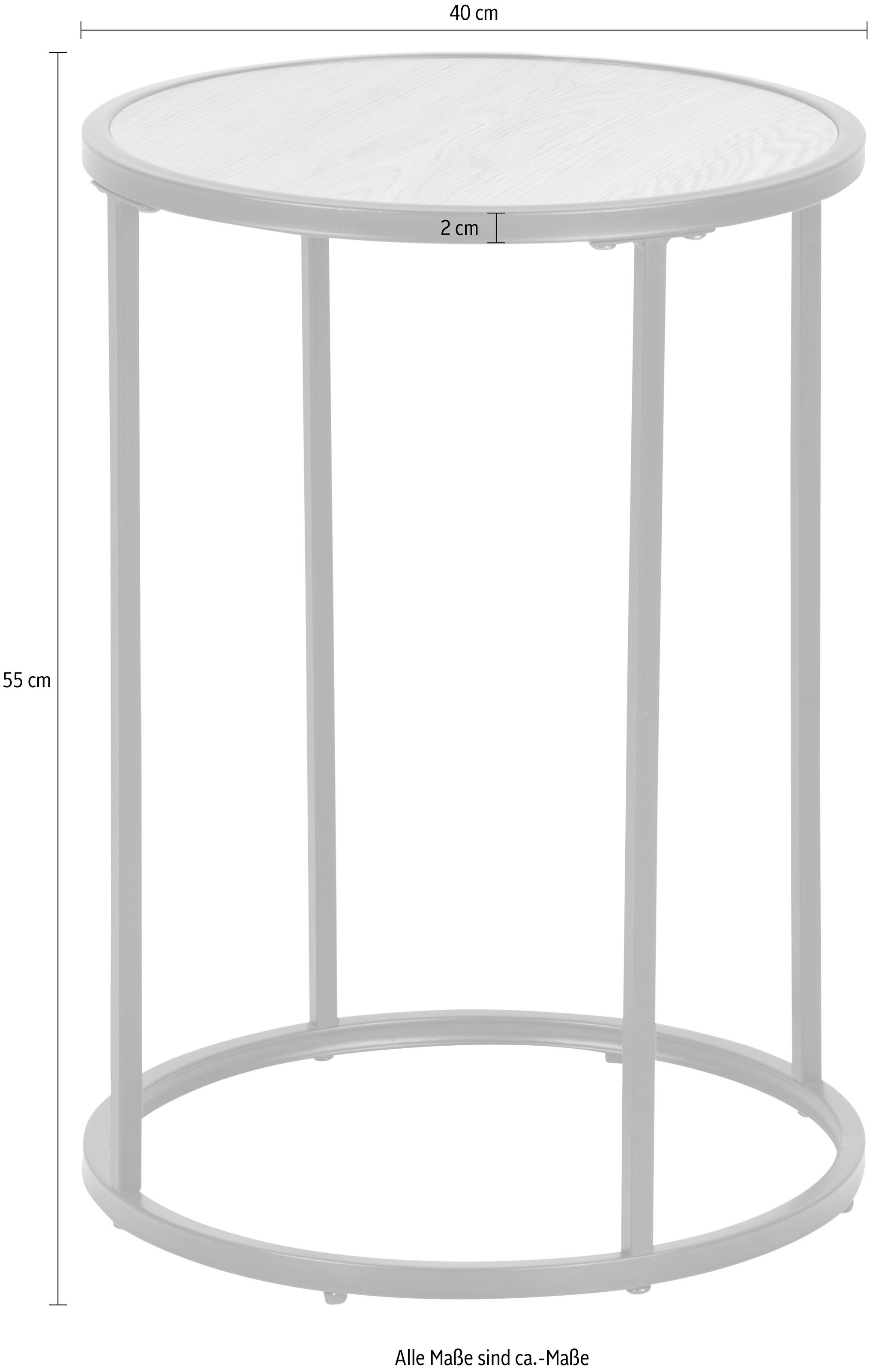 ACTONA GROUP Beistelltisch, Metallgestell im modernen Industrie-Look, rund, T: 40 x H: 55 cm