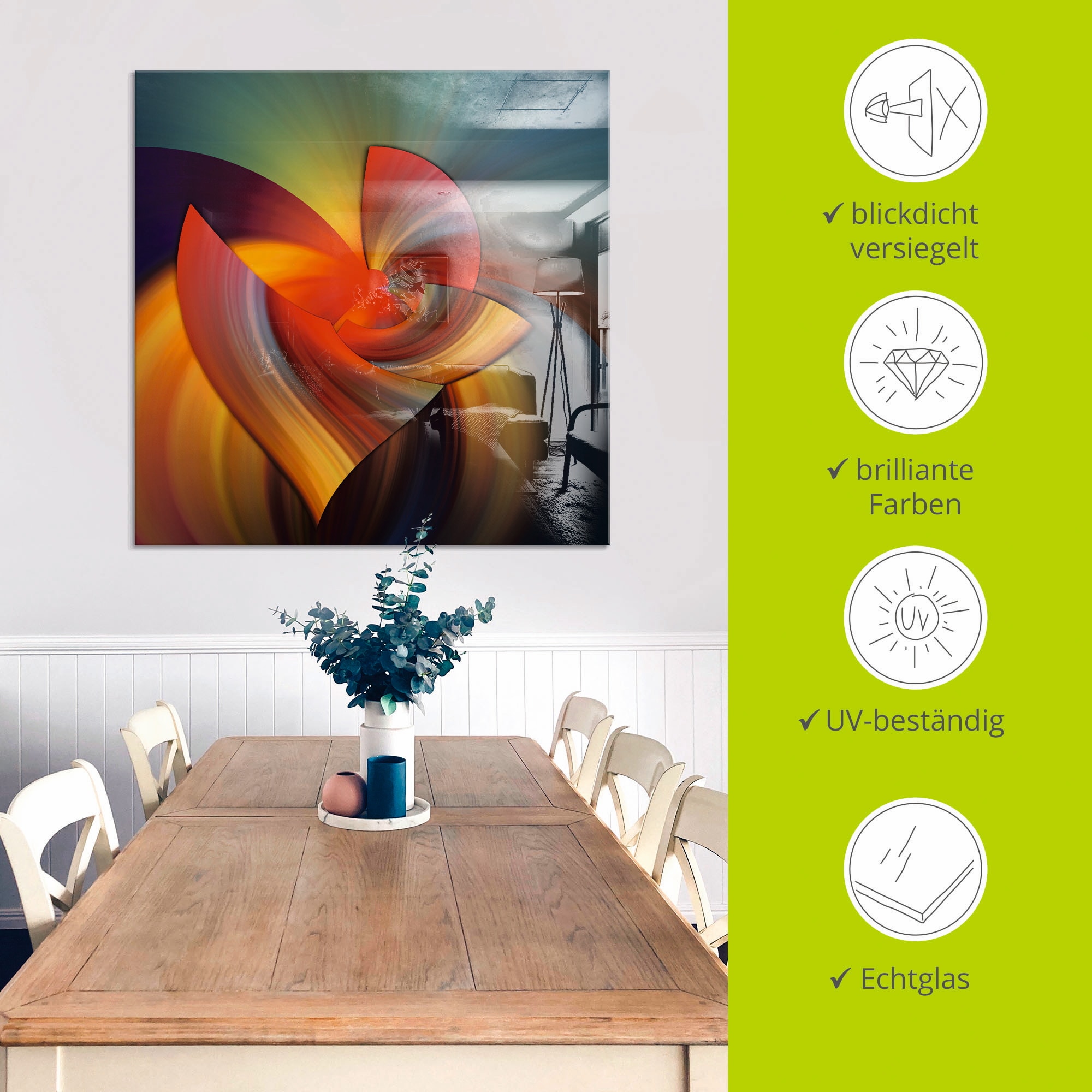 Artland Glasbild »Abstraktes in bunt«, Muster, (1 St.), in verschiedenen Größen