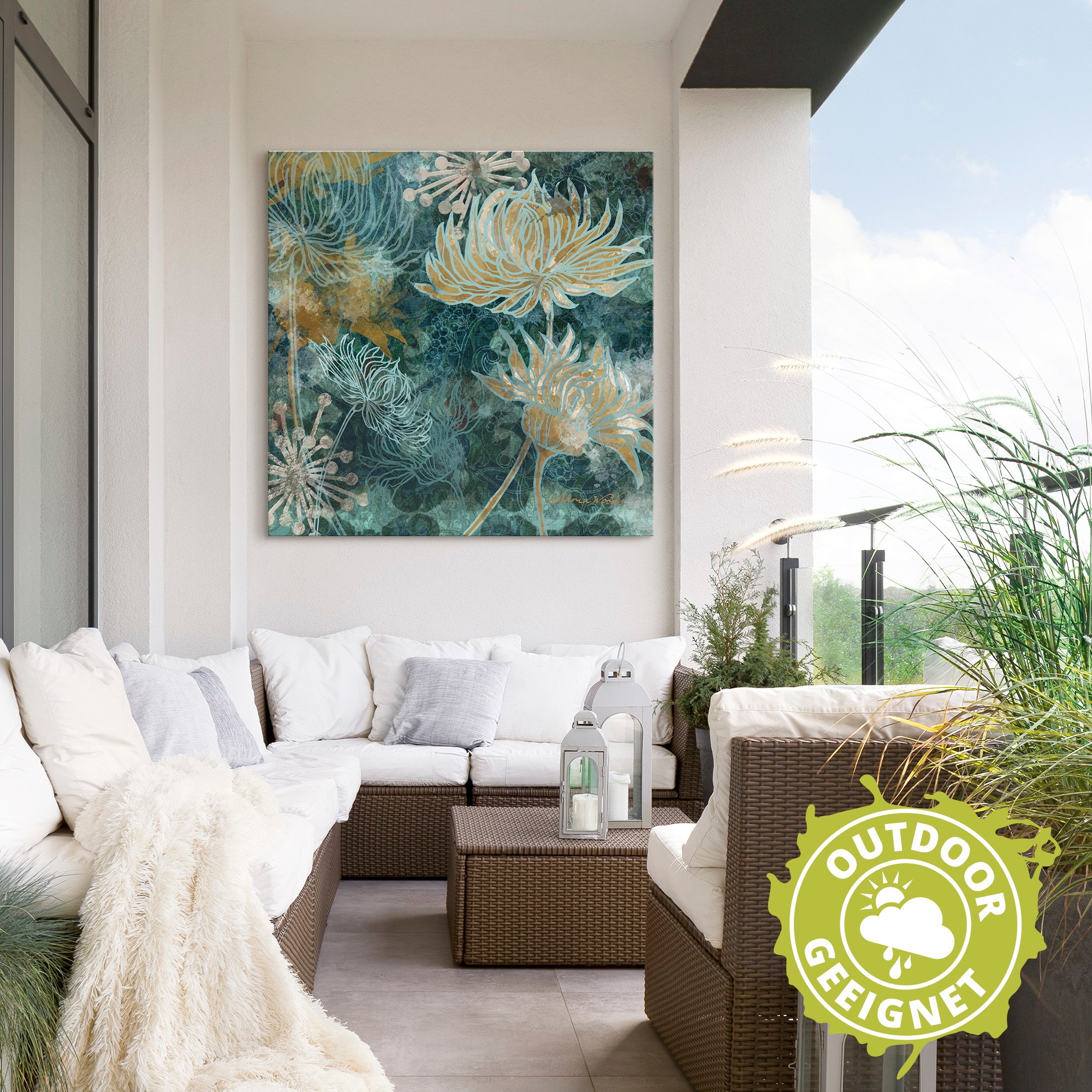 Artland Wandbild »Blaue Chrysanthemen I«, Blumen, (1 St.), als Alubild, Outdoorbild, Leinwandbild, Poster, Wandaufkleber