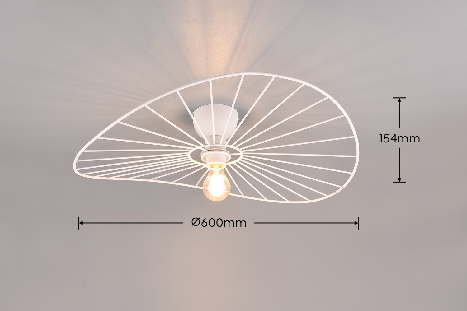 REALITY Leuchten Deckenleuchte »CHAPEAU, Deckenlampe exkl 1xE27 max 40W Ø60cm Schlafzimmer Deckenlampe«, 1 flammig, Leuchtmittel E27 | Leuchtmittel wechselbar, Lampenschirm aus filigranen Metallstreben sorgt für Schatten Effekte