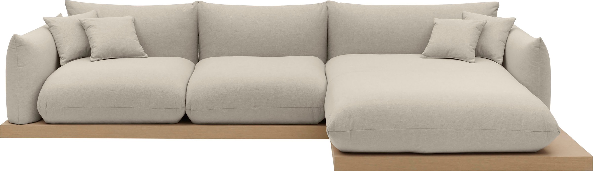 OTTO home Ecksofa »Kalix, Polsterecke mit kräftigem Holz-Plateau, moderne Couch in L-Form«, wahlweise Recamiere links o. rechts, Strukturstoff, hoher Sitzkomfort