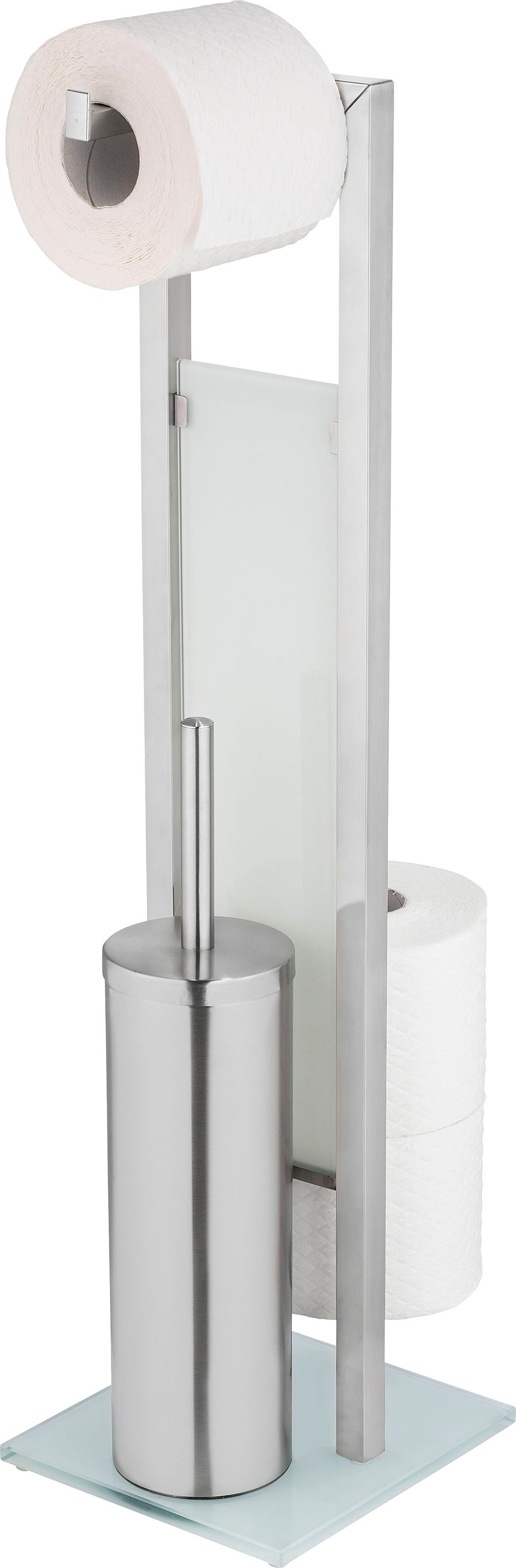 WENKO WC-Garnitur »Rivalta«, aus Edelstahl-Glas-Polypropylen, edelstahl, mit Toilettenpapier- und Ersatzrollenhalter