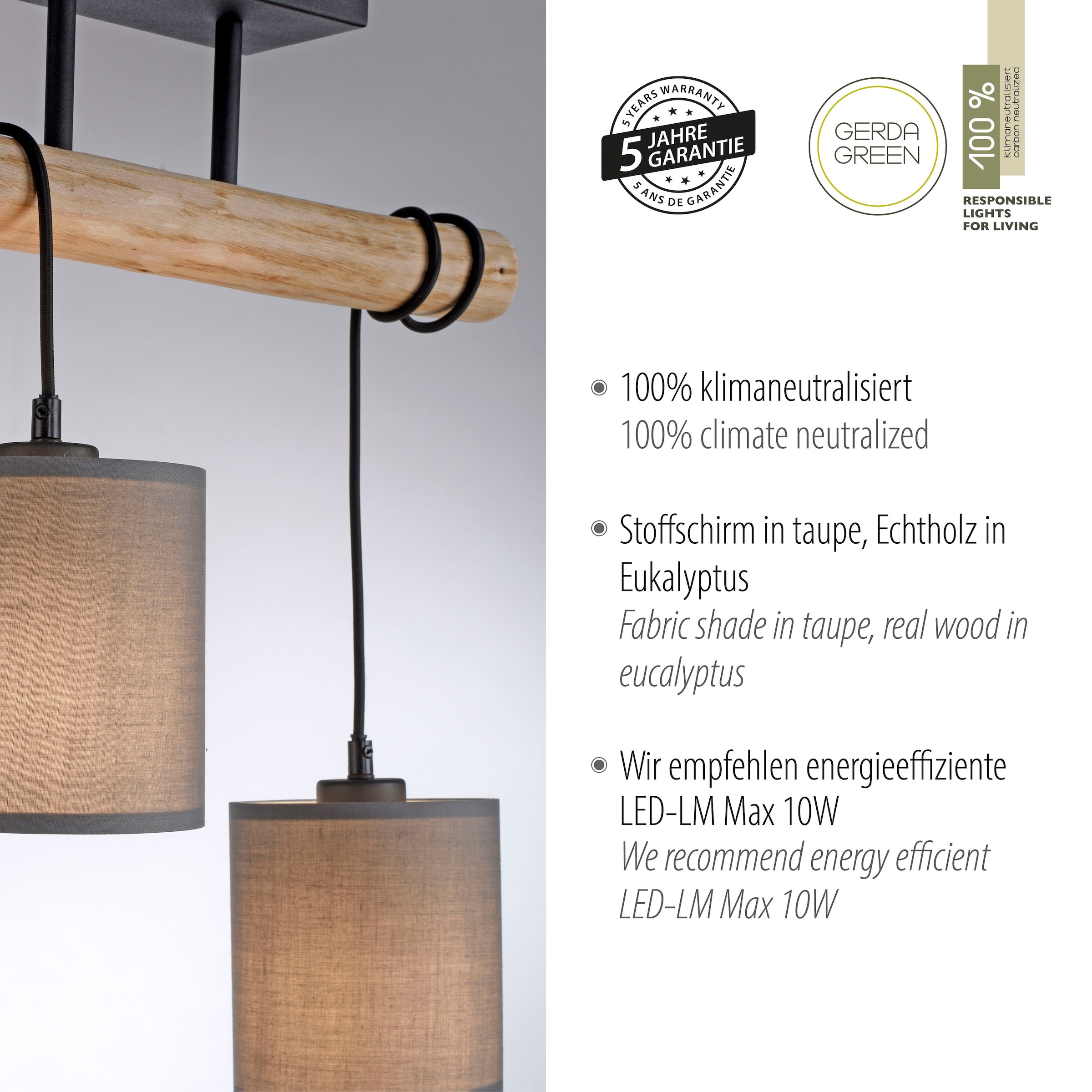 JUST LIGHT Deckenleuchte »GREEN TRIB«, 2 flammig, Leuchtmittel E27 | ohne Leuchtmittel