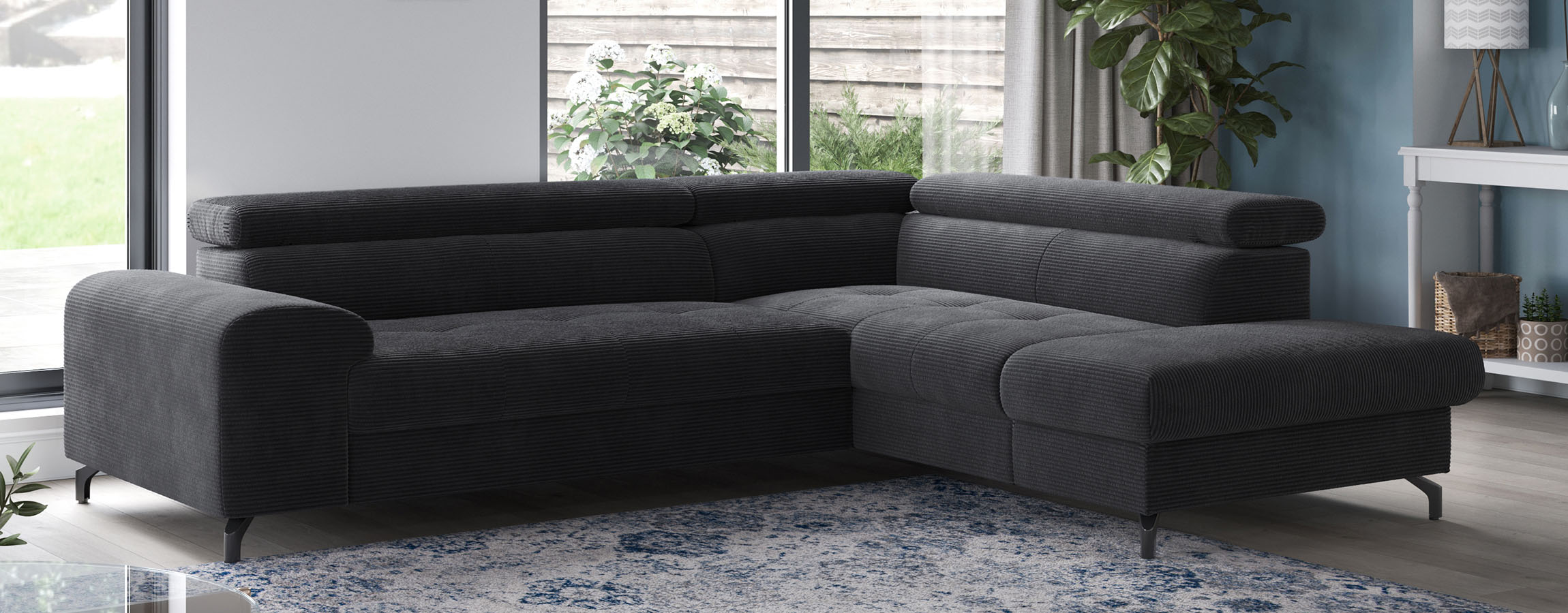 COTTA Ecksofa "Aura L-Form, B: 260 cm, inkl. Schlaffunktion, 3 verstellbare" Kopfteile, extra Bettkasten, Fußhöhe 12cm, Liegefläche 176x123cm