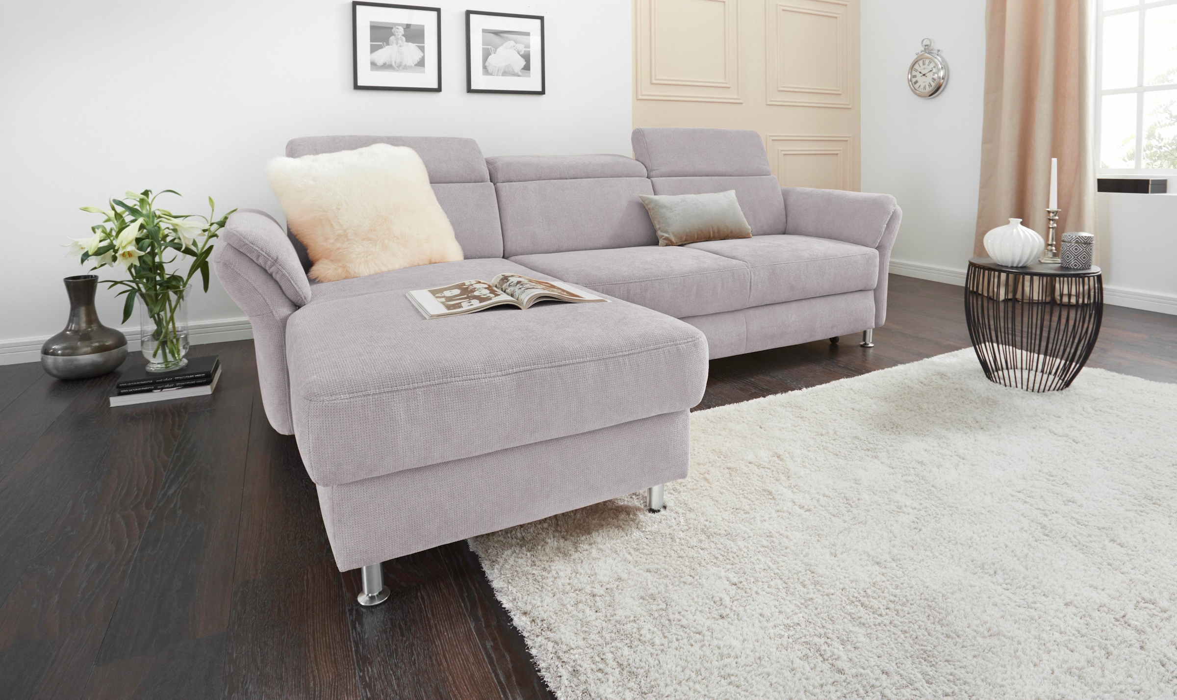 sit&more Ecksofa "Avignon L-Form", Kopfteilverstellung, wahlweise mit Bettfunktion und Bettkasten