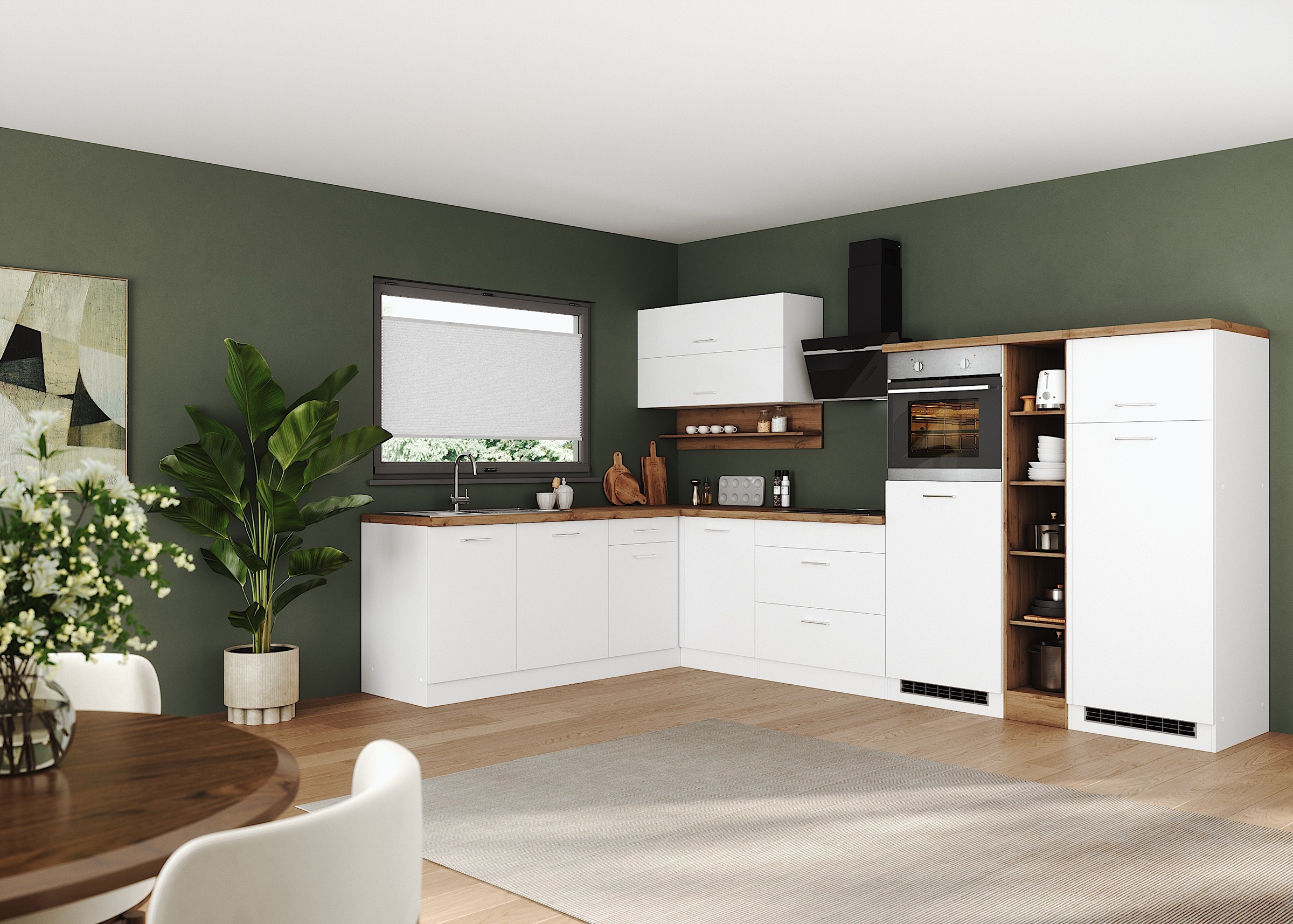 KOCHSTATION Winkelküche "KS-Milan" Stellbreite 340/220 cm, viel Stauraum, w günstig online kaufen