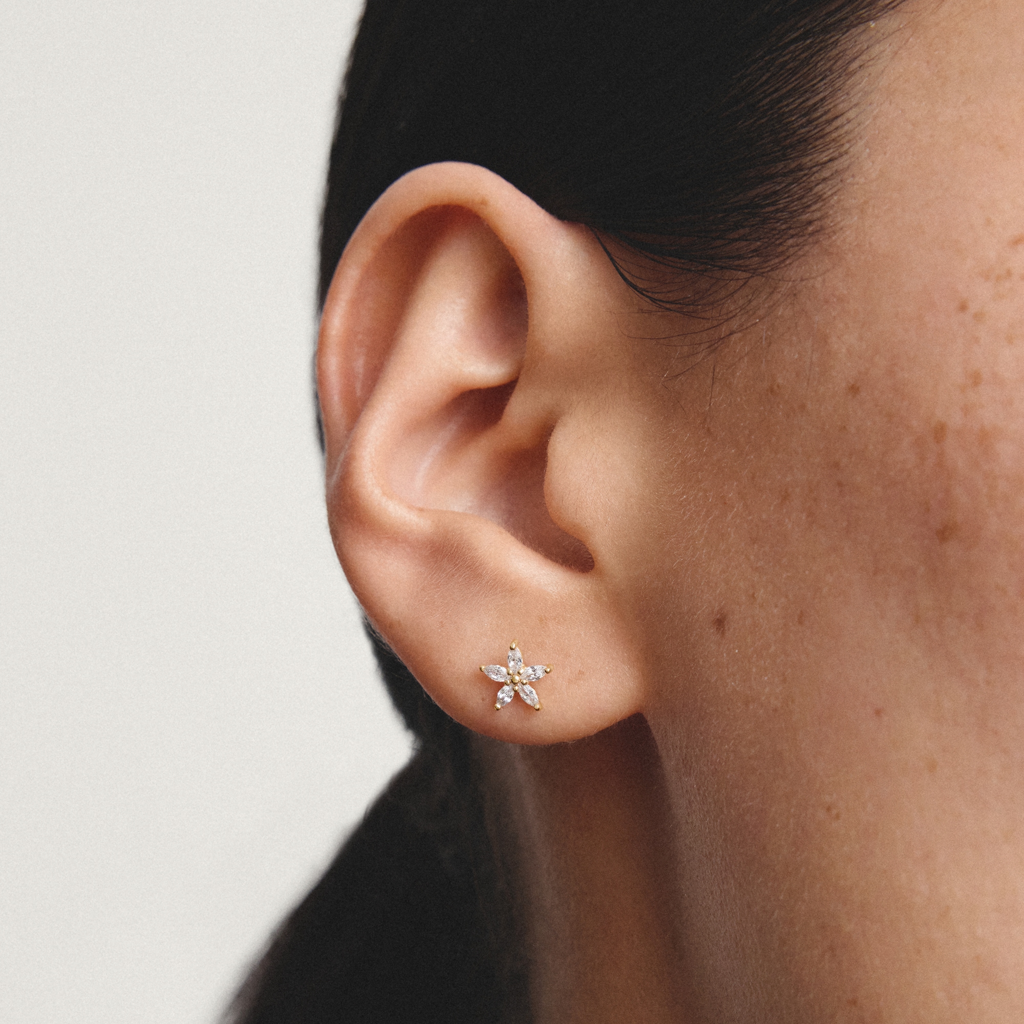 THOMAS SABO Paar Ohrstecker »Blumen-Design gelbgoldfarben« mit Zirkonia (synth.)
