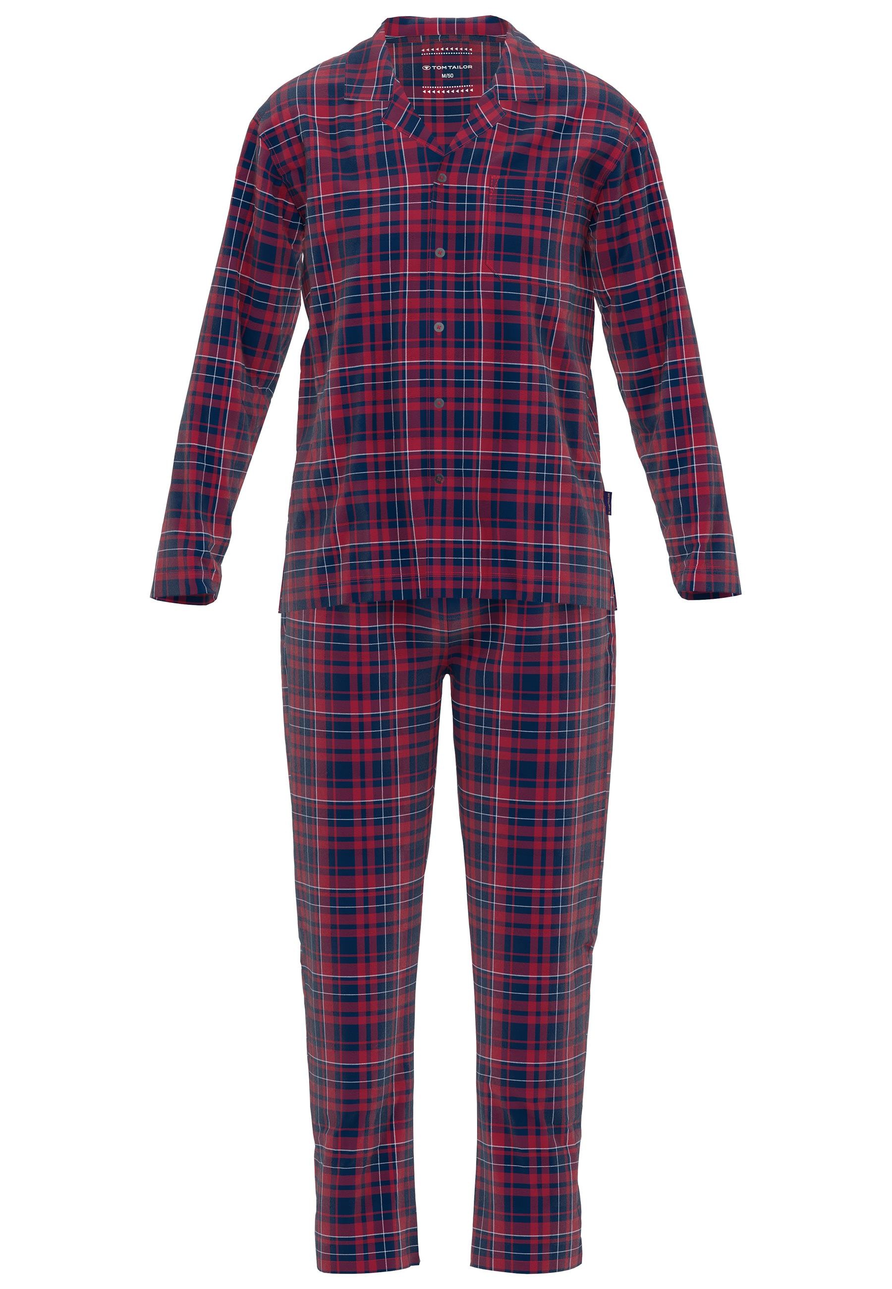 TOM TAILOR Pyjama, (2 tlg.), Knopfleiste, Langarm, V-Kragen, lange Hose, we günstig online kaufen