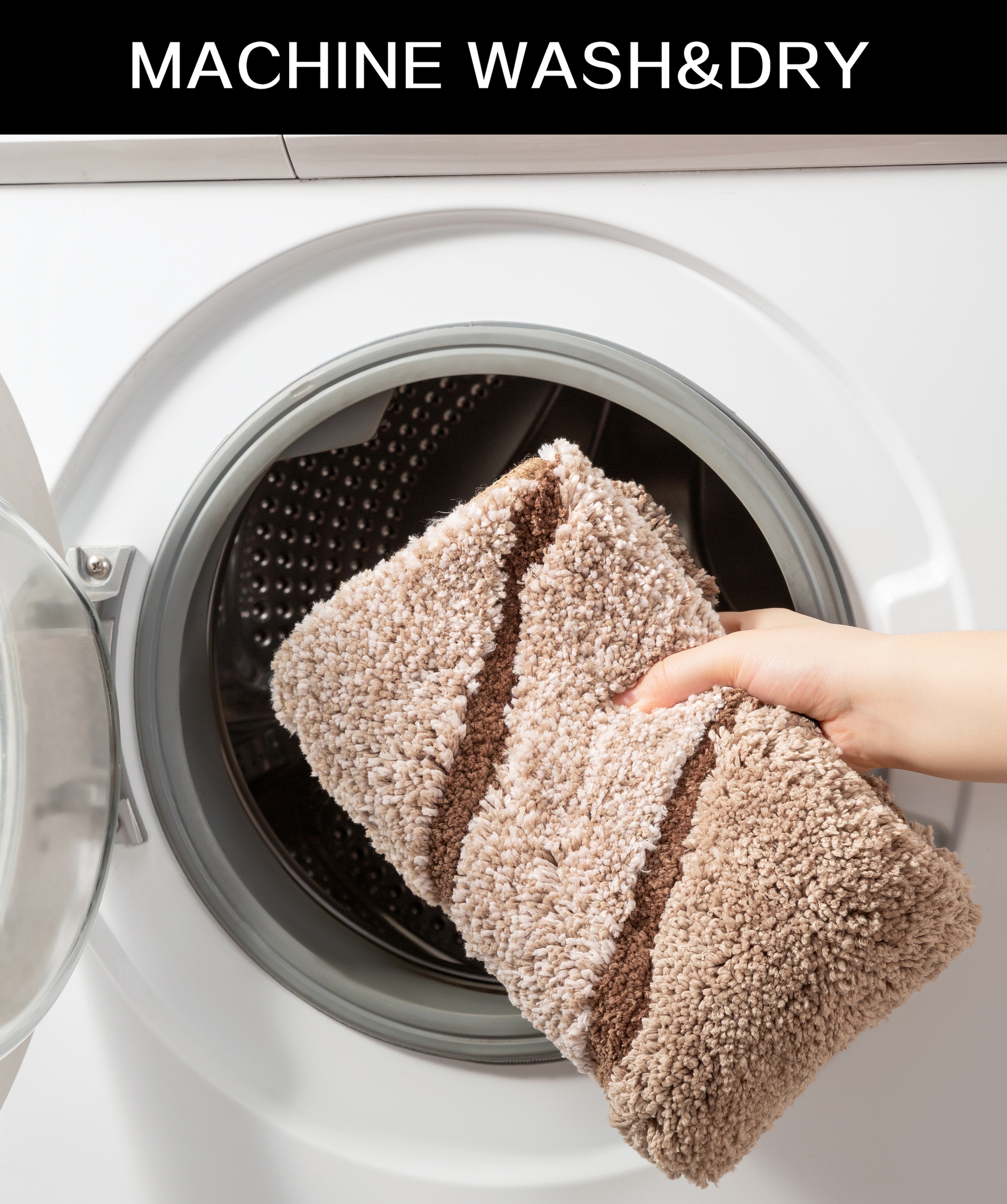 my home Badematte »Josie, Badvorleger, Badezimmer Teppich«, rutschhemmend beschichtet, fußbodenheizungsgeeignet-schnell trocknend-strapazierfähig, Badteppich, Badematten, rechteckig, rund & als 3-tlg. Set erhältlich