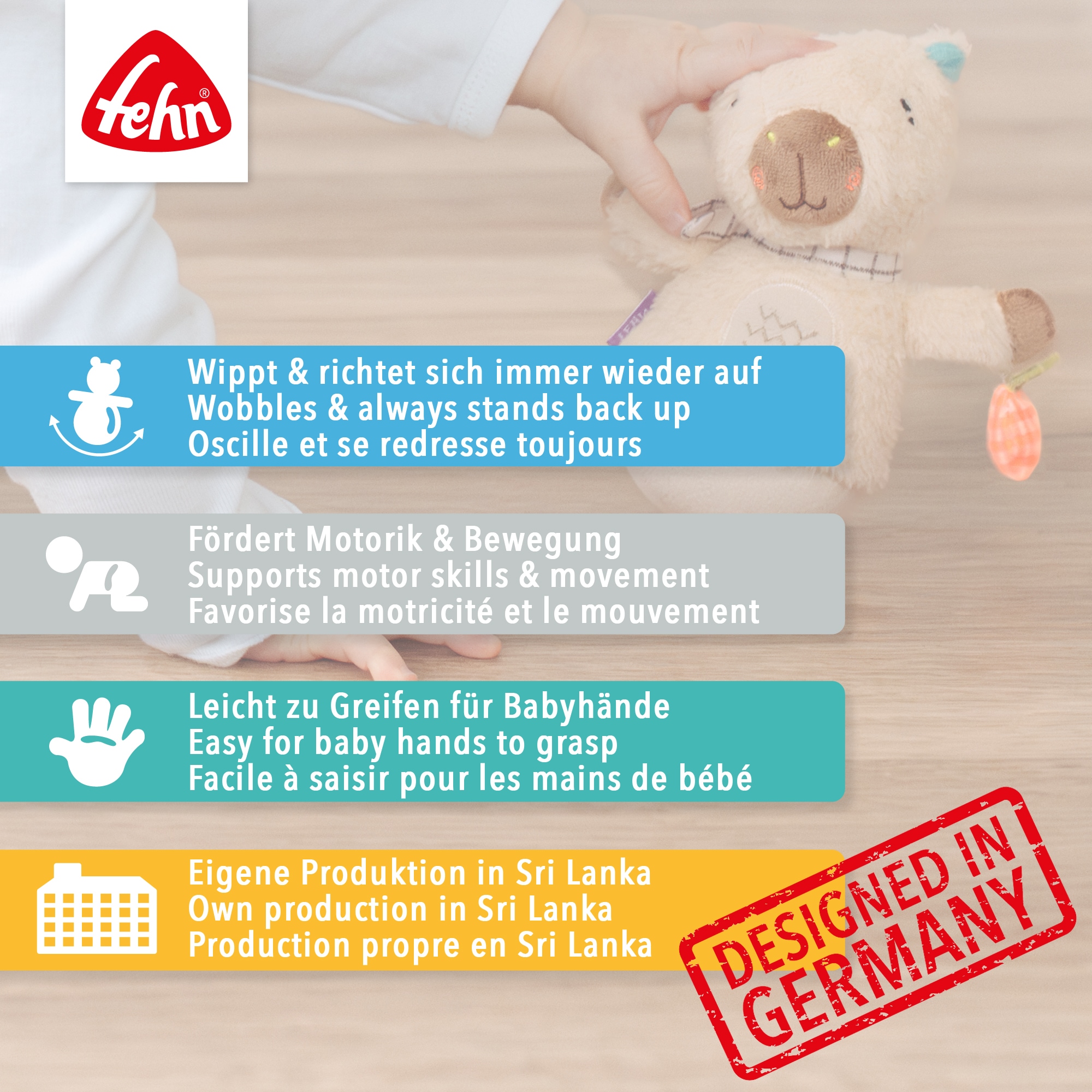Fehn Greifspielzeug »Capybara Clara, Mini-Stehauf Capybara«