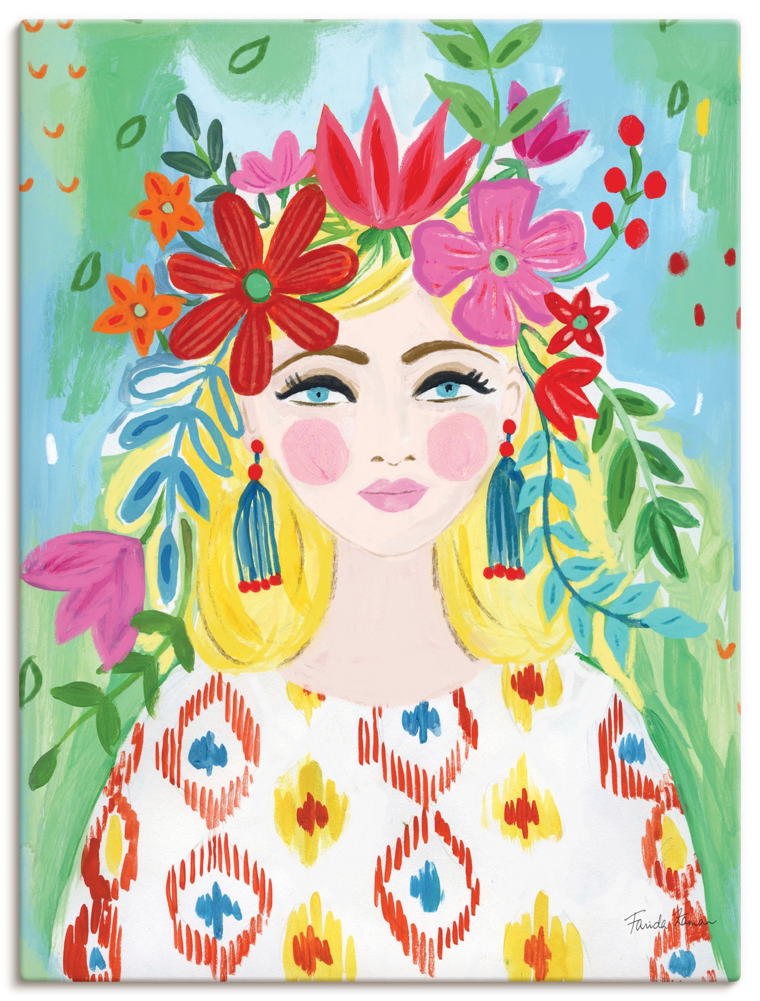 Wandbild ARTLAND "Boho Girl II", farbe bild(er): farbig, B:30cm H:40cm, Bilder, als Alubild, Leinwandbild, Poster, Wandaufkleber in verschied. Größen