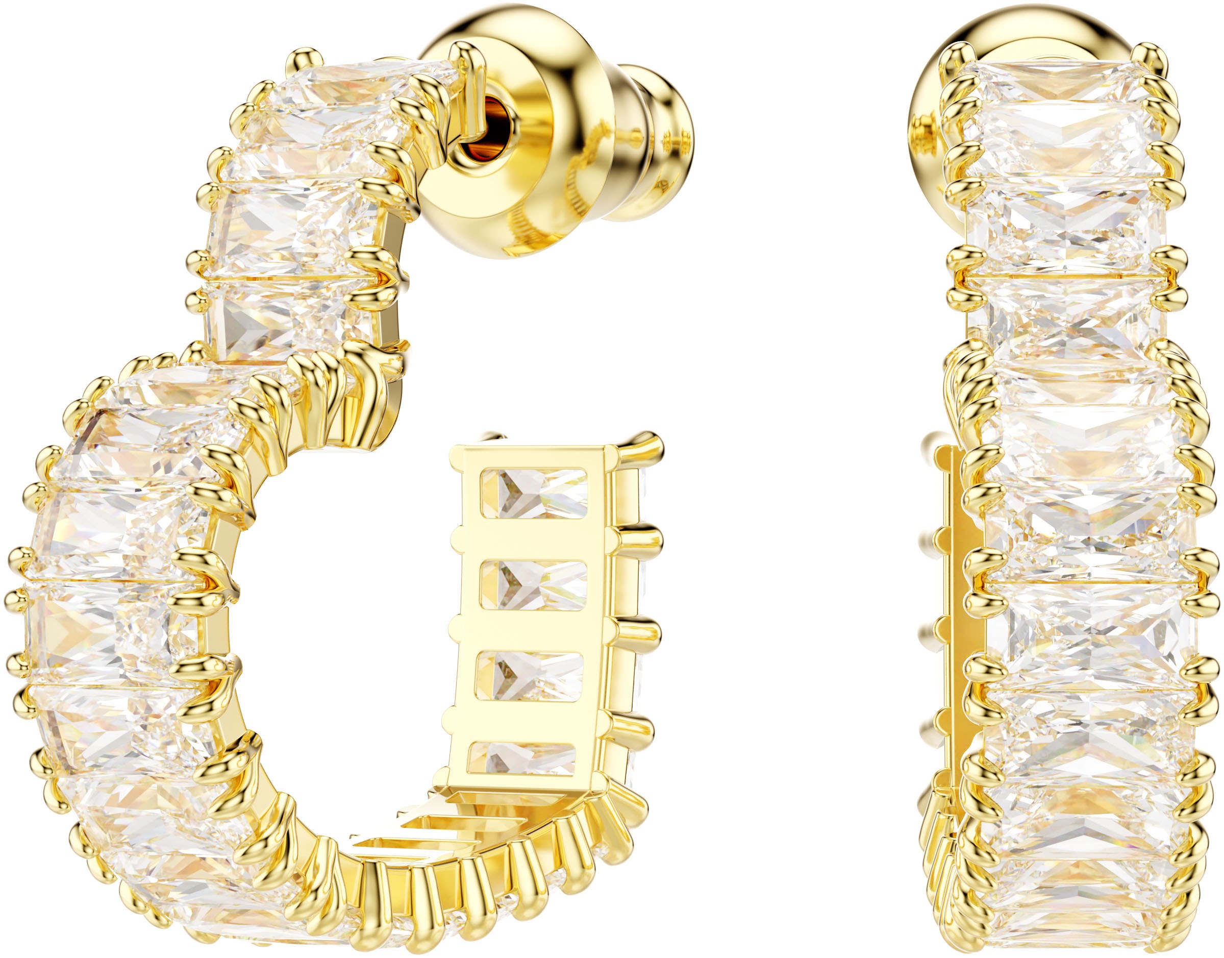 Paar Creolen SWAROVSKI "Schmuck Geschenk Matrix Ohrringe Herz", gelb (gelbgoldfarben, metallfarben, kristallweiß, kristallweiß), Ohrringe, Damen, Metall, mit Swarovski Zirkonia (synth.) - Einhänger abnehmbar 2