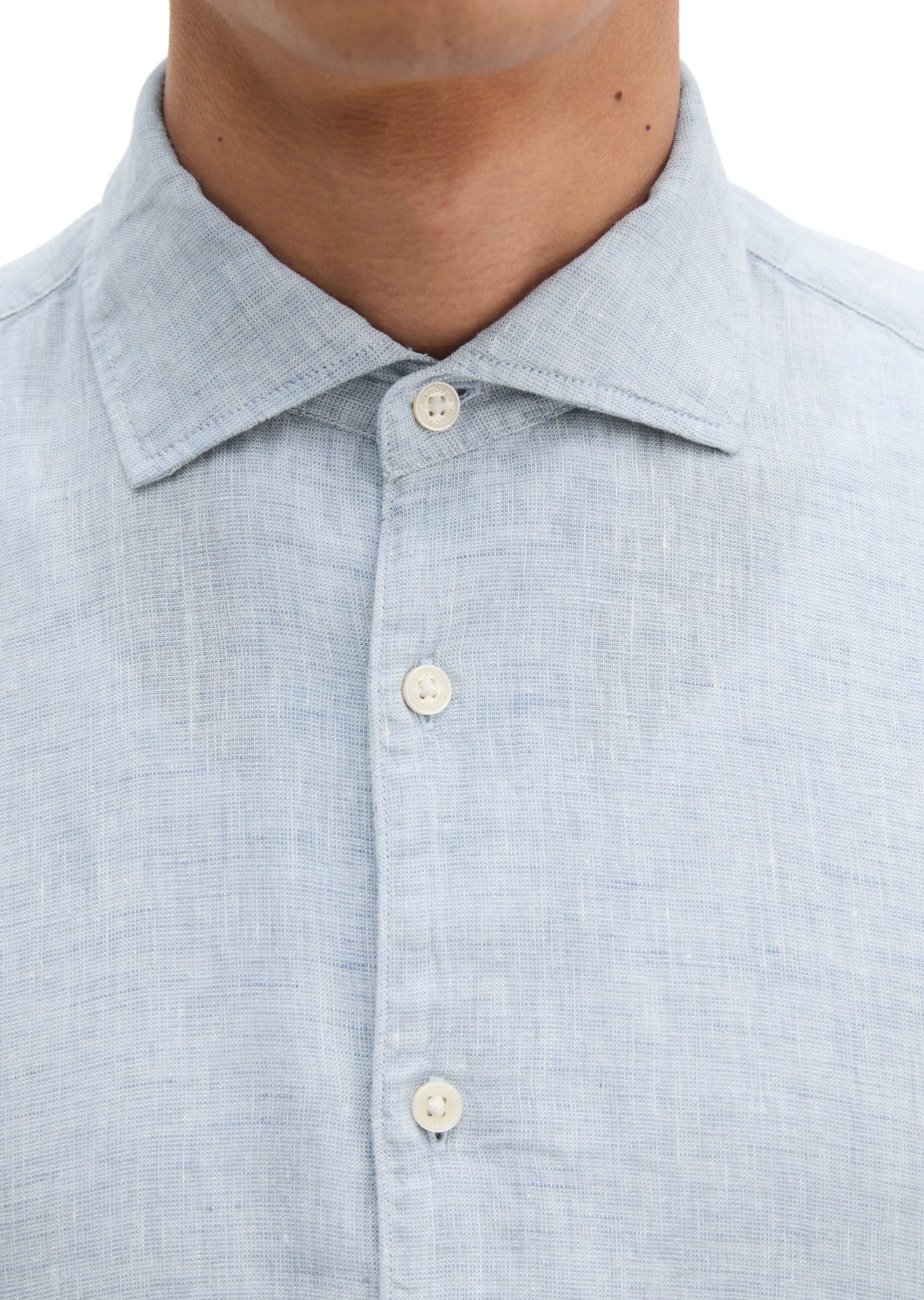 Langarmhemd MARC O'POLO, Herren, Gr. XL, N-Gr, mulit, angels wings, Web, Obermaterial: 100% Leinen, normal, Manschette, Hemden, shaped fit aus feinem Leinen-Chambray 3