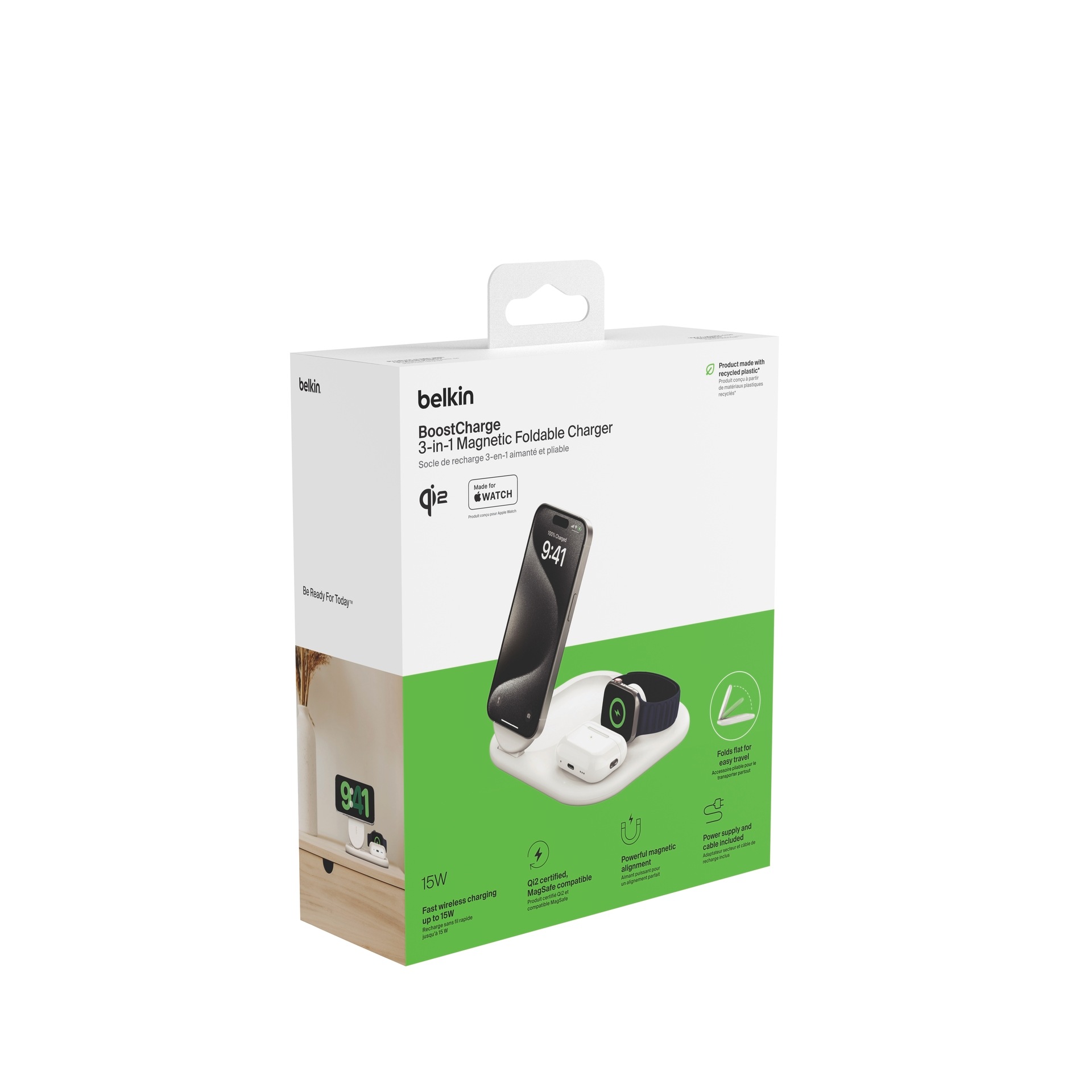 Belkin Wireless Charger »BoostCharge 3-in-1 15 W magnetisch, einklappbar«