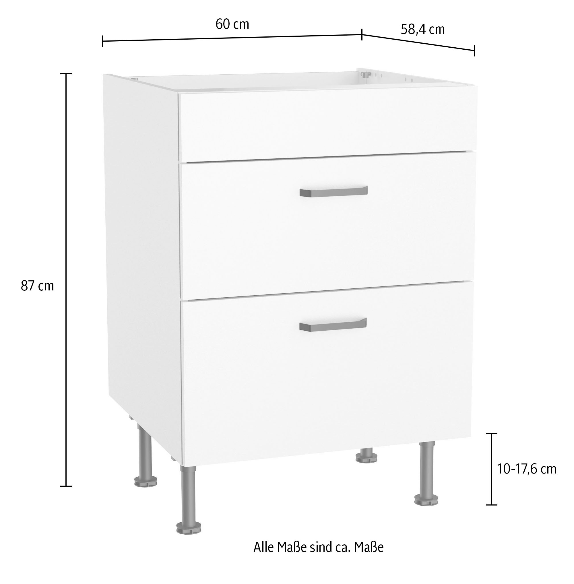 KOCHSTATION Unterschrank »KS-Paula« 60 cm breit, 87 cm hoch,  2 Auszüge für autarkes Einbaukochfeld