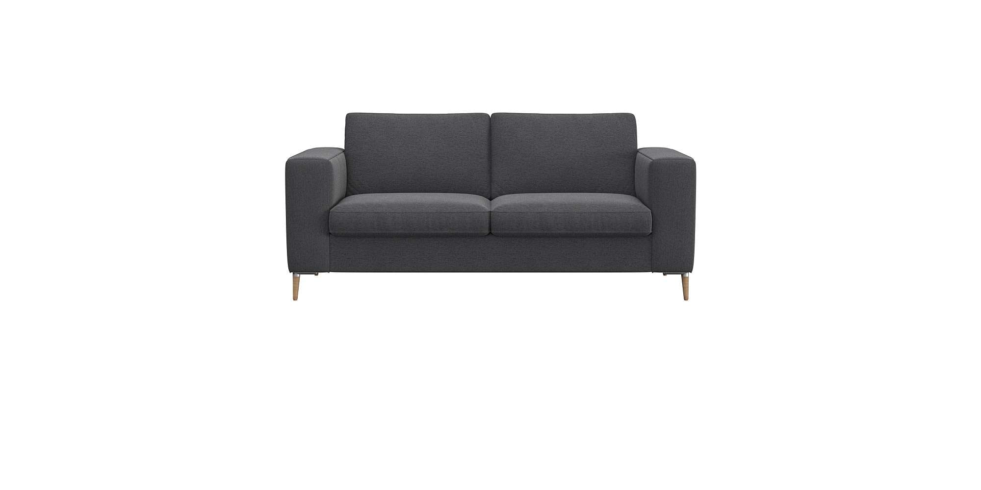 FLEXLUX 2-Sitzer "Fiore Designsofa, bequem und komfortabel durch hochwertigen Sitzaufbau" breite Armlehnen, Kaltschaum, Füße Alu+ Eiche