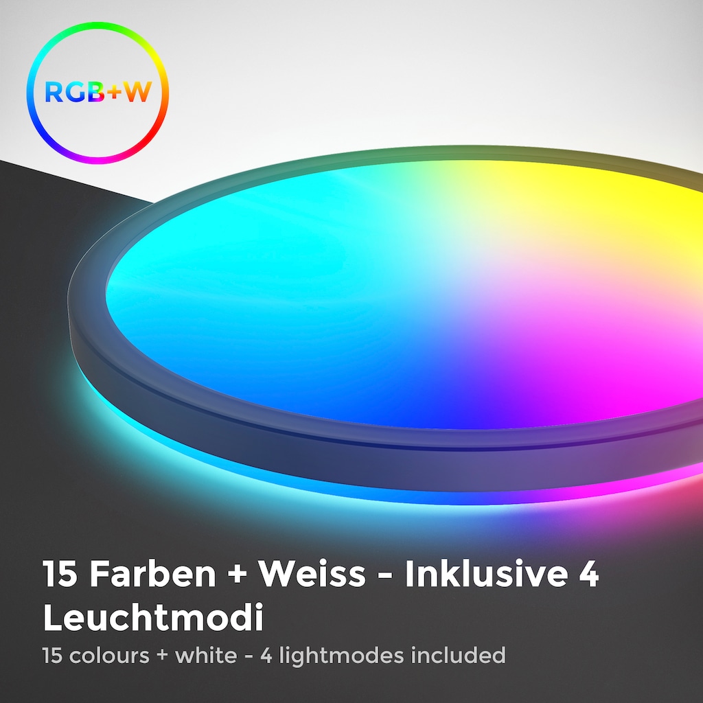 B.K.Licht LED Deckenleuchte mit Hintergrundbeleuchtungseffekt und Fernbedienung, 1 x LED Platine 15 Watt, 1.850lm,  4.000K, in Stufen dimmbar, Ø 29 cm 