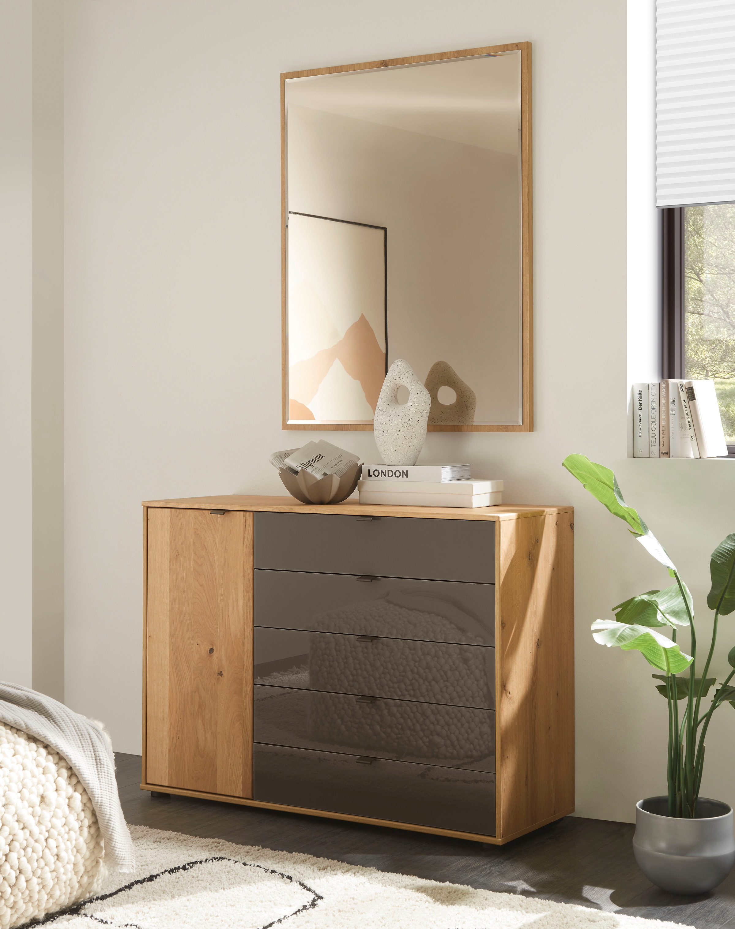 WIEMANN Kombikommode "Cardiff Sideboard, Wäscheschrank, teilmassiv Bianco-E günstig online kaufen