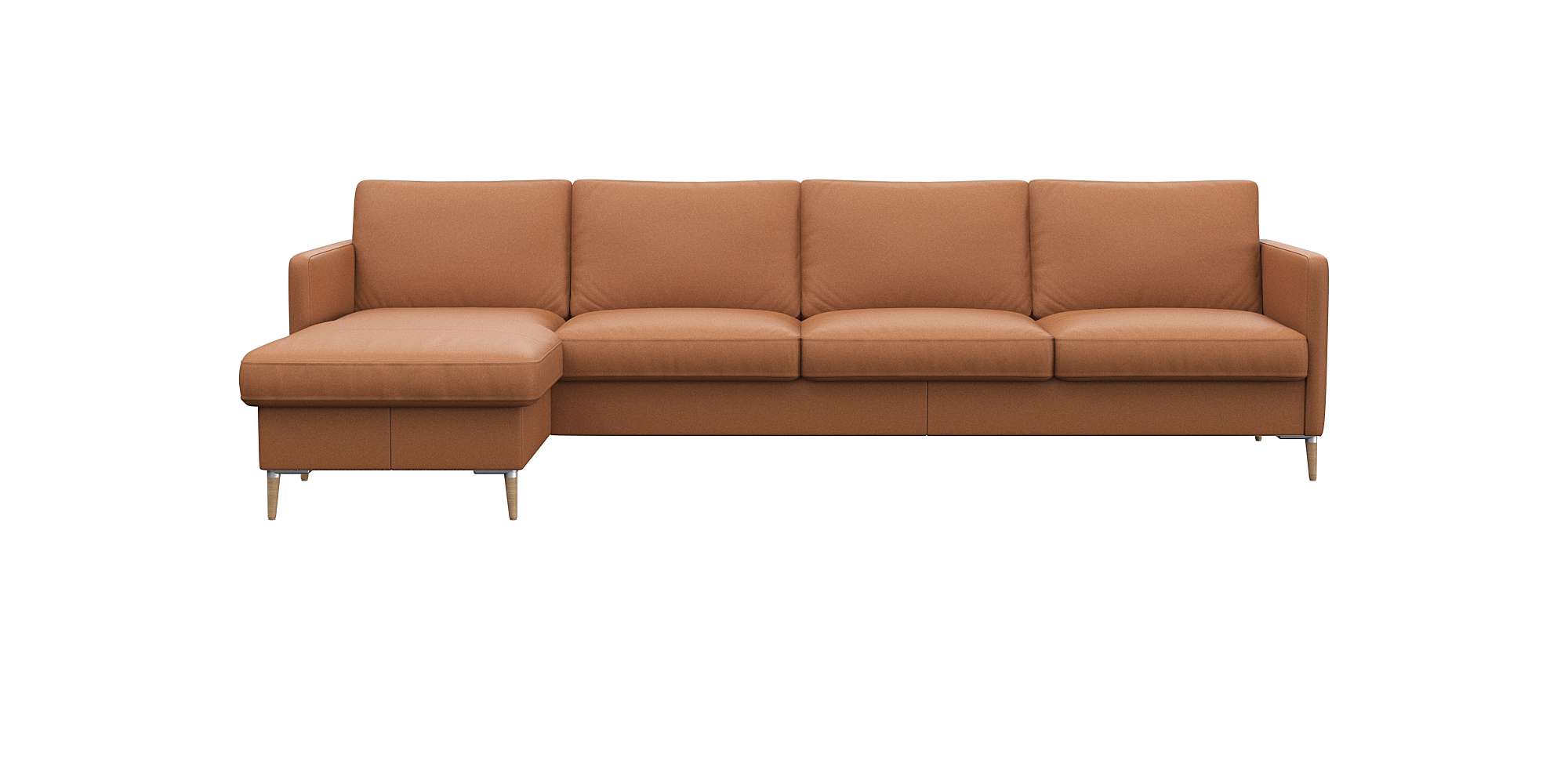 FLEXLUX Ecksofa "Fiore, super Sitzkomfort durch Kaltschaum im Sitz, L-Form" schmale Armlehnen, Füße Alu+ Eiche
