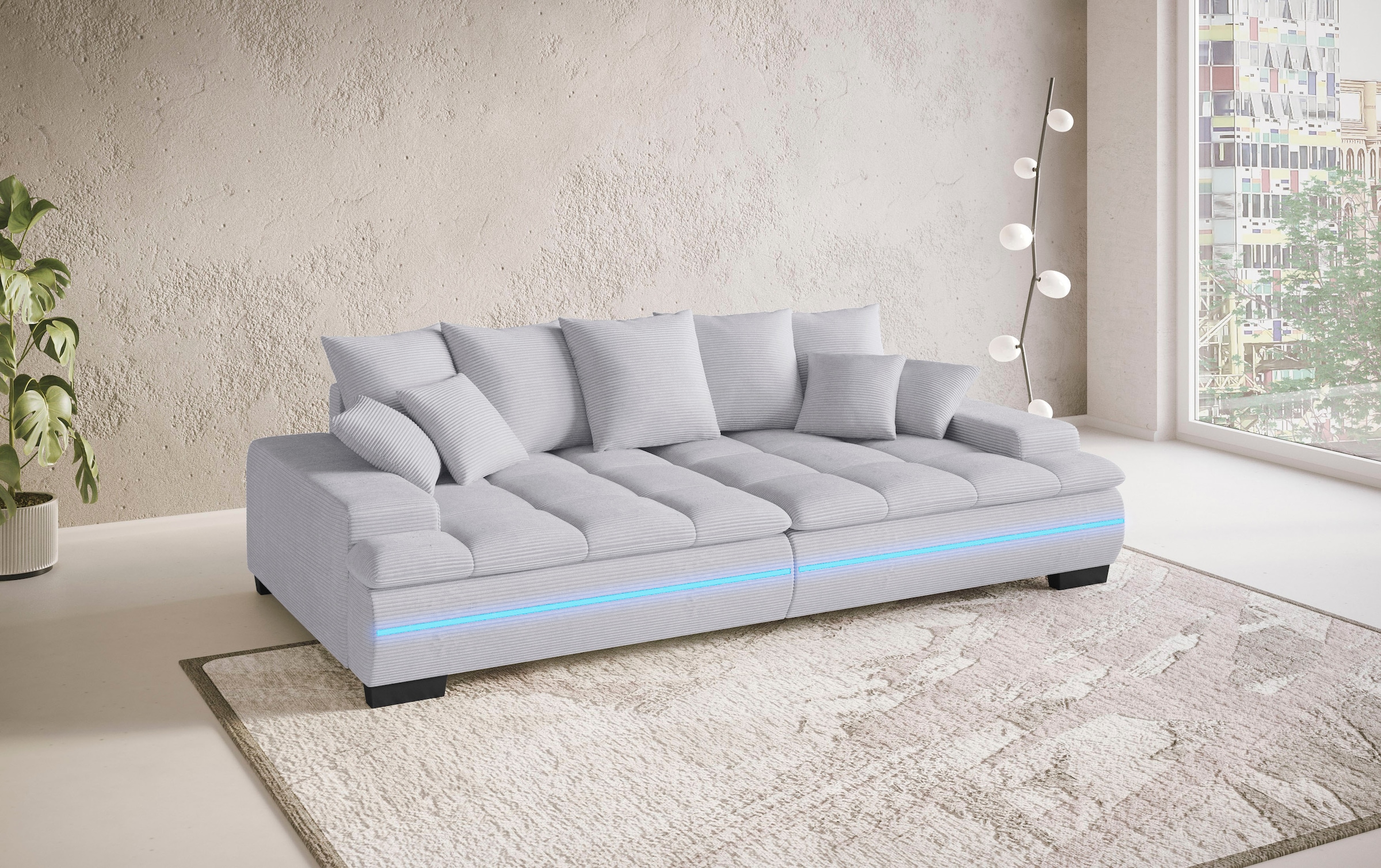 Mr. Couch Big-Sofa »Haiti II«, RGB-LED Beleuchtung, Kaltschaumpolsterung, bis 140 kg belastbar
