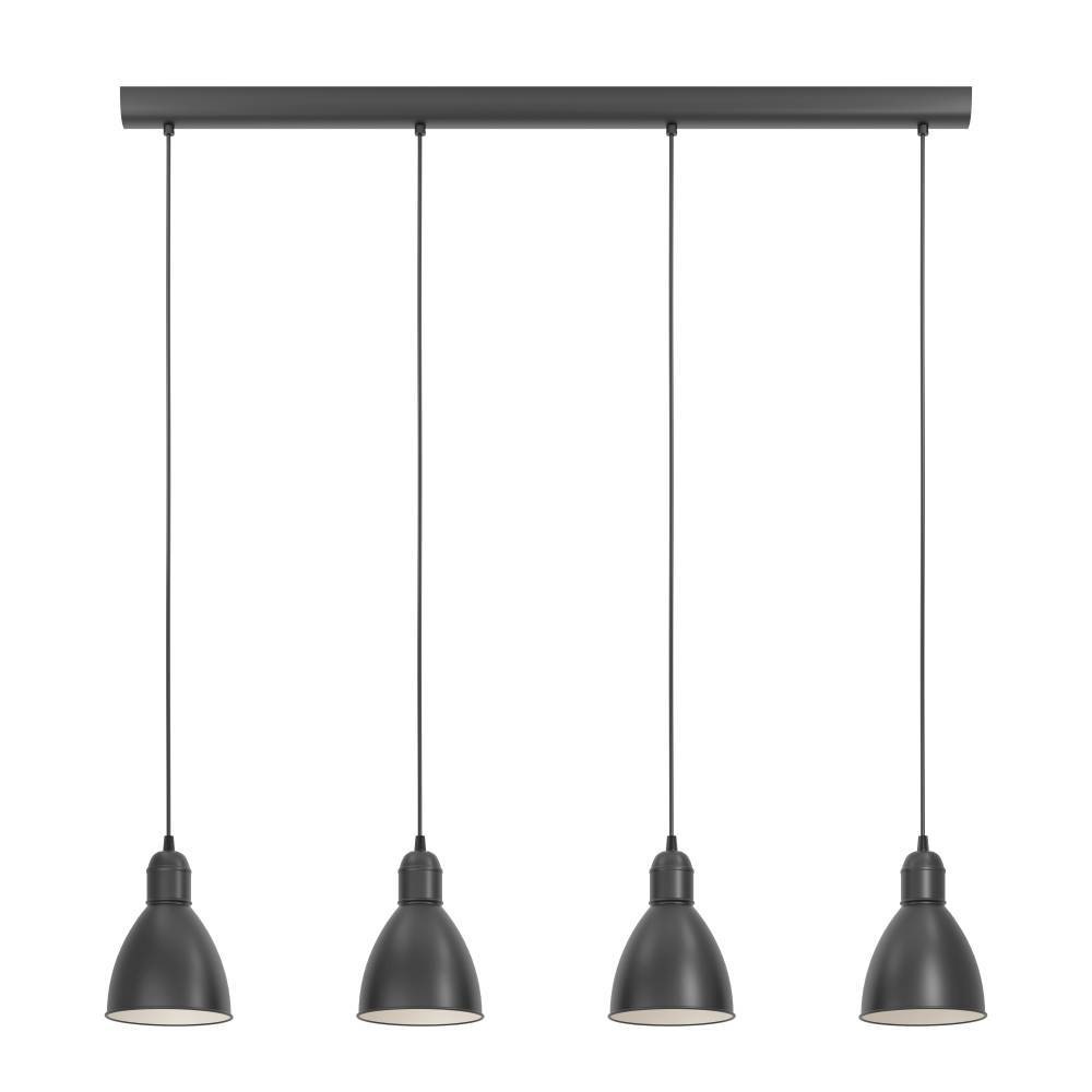 EGLO Pendelleuchte »PRIDDY Hängeleuchte, Pendellampe, Stahl, schwarz, E27, Industrial« E27 Wohnzimmerlampe, Esszimmerlampe, 4 flammig, Vintage, 110x97,5x15,5cm