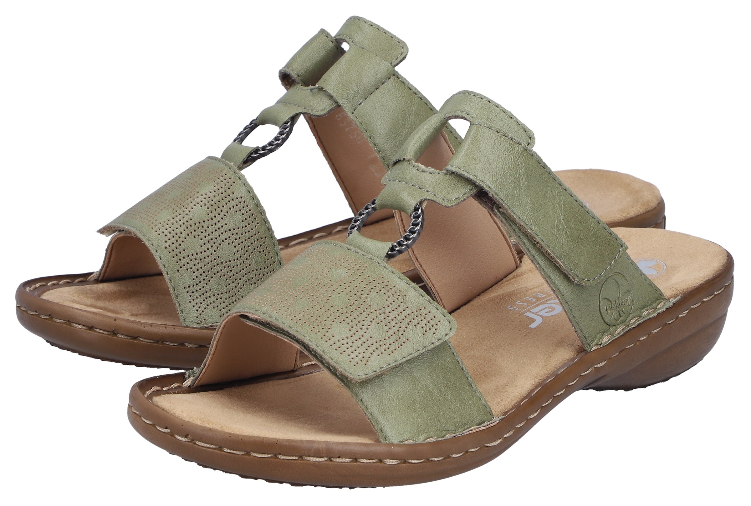 Rieker Pantolette Sommerschuh, Strandschuh, Klettschuh mit Perforation günstig online kaufen