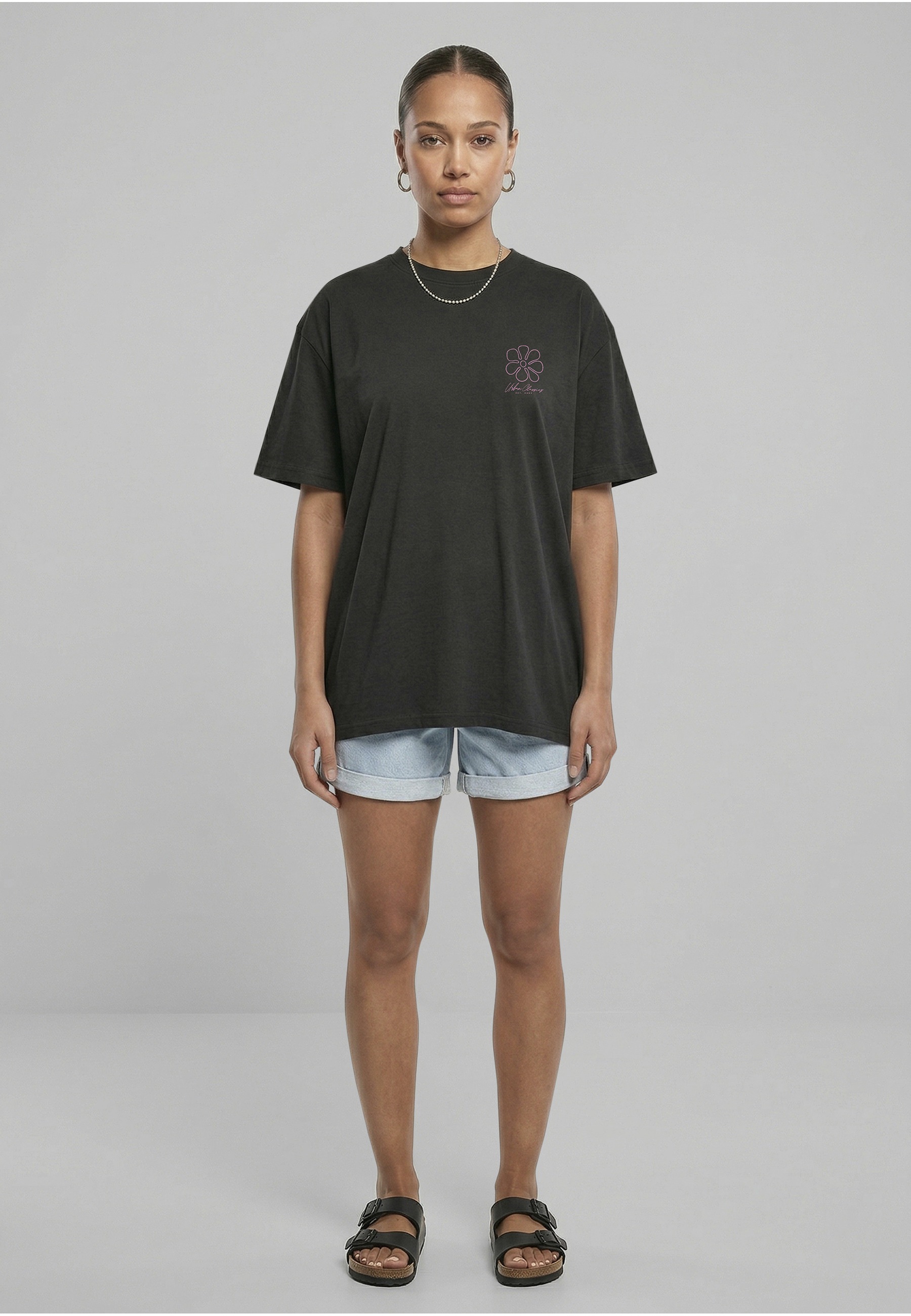 URBAN CLASSICS T-Shirt »Urban Classics Ladies Urban Classics Flower Logo Loose Tee« 1