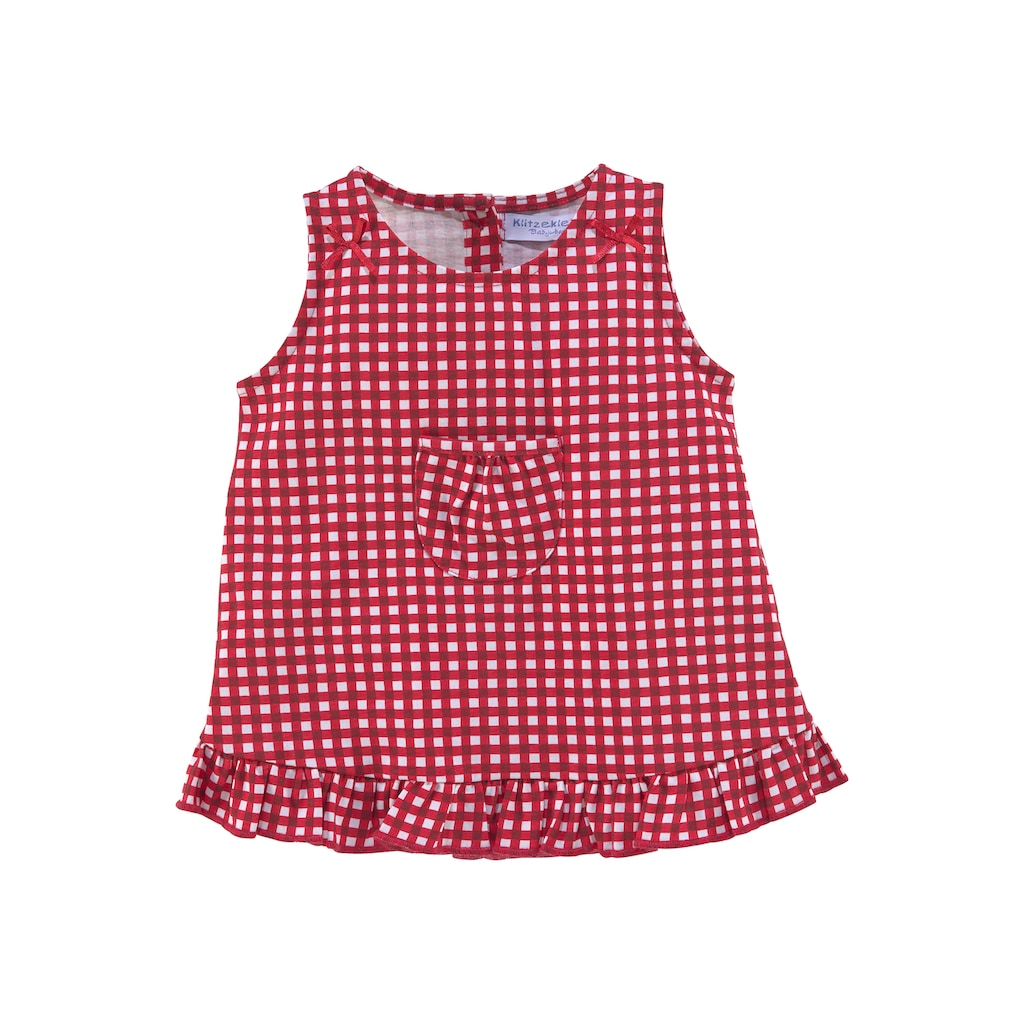 Kindermode Babykleidung Mädchen Klitzeklein Kleid, Hose & Kopftuch, (Set, 3 tlg.), aus Bio-Baumwolle rot-weiß-kariert