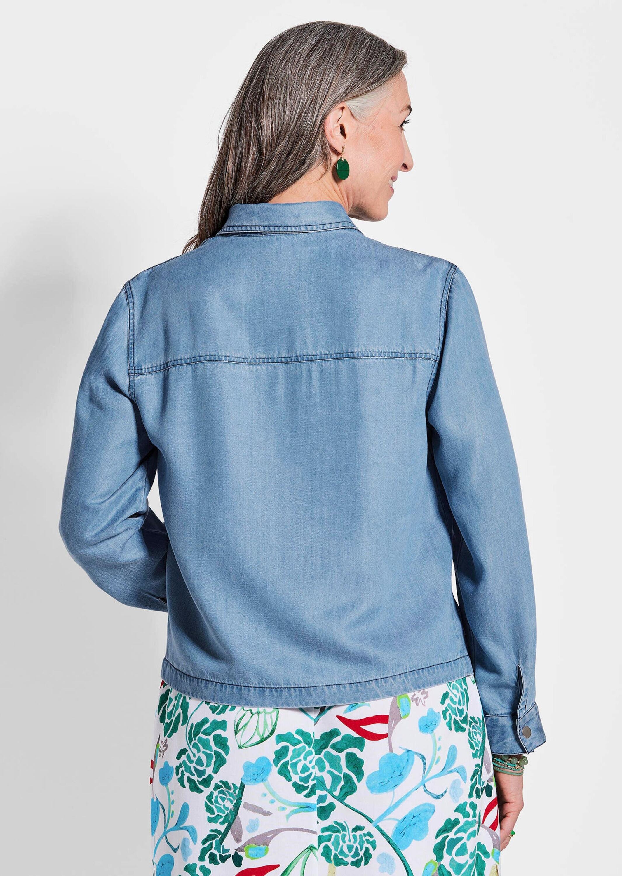 GOLDNER Kurzjacke »Denim-Jacke in Blau mit aufgesetzten Taschen«