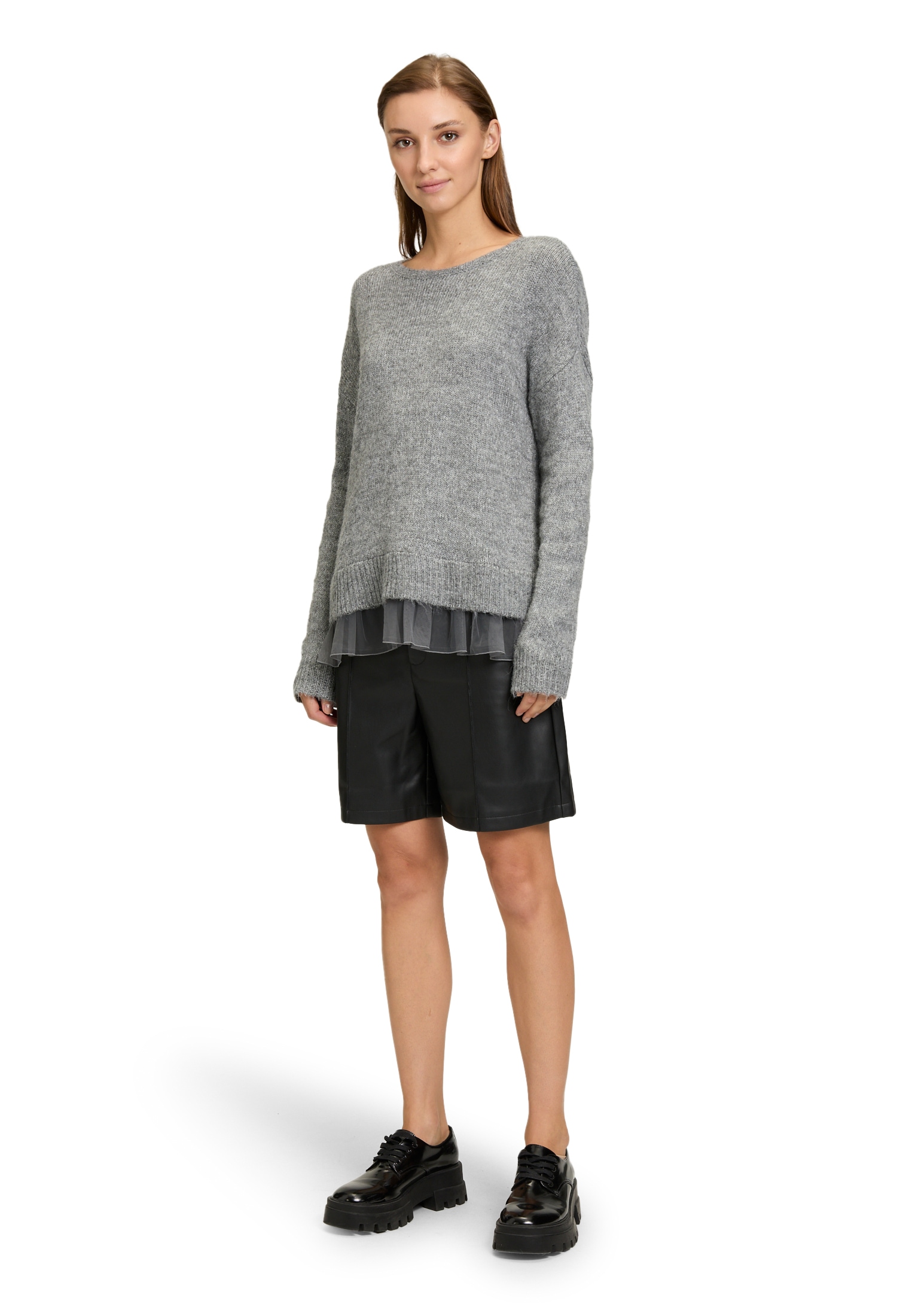 Cartoon Strickpullover »Cartoon Strickpullover mit Rundhalsausschnitt«, (1 tlg.), Rüschen