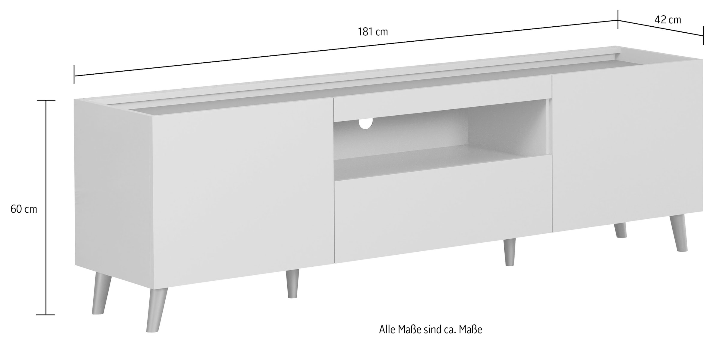 andas TV-Board »Mikkeline«, (1 St.), matt, B / H: ca. 181 / 60 cm,  TV-Schrank, blau, Türkis | BAUR