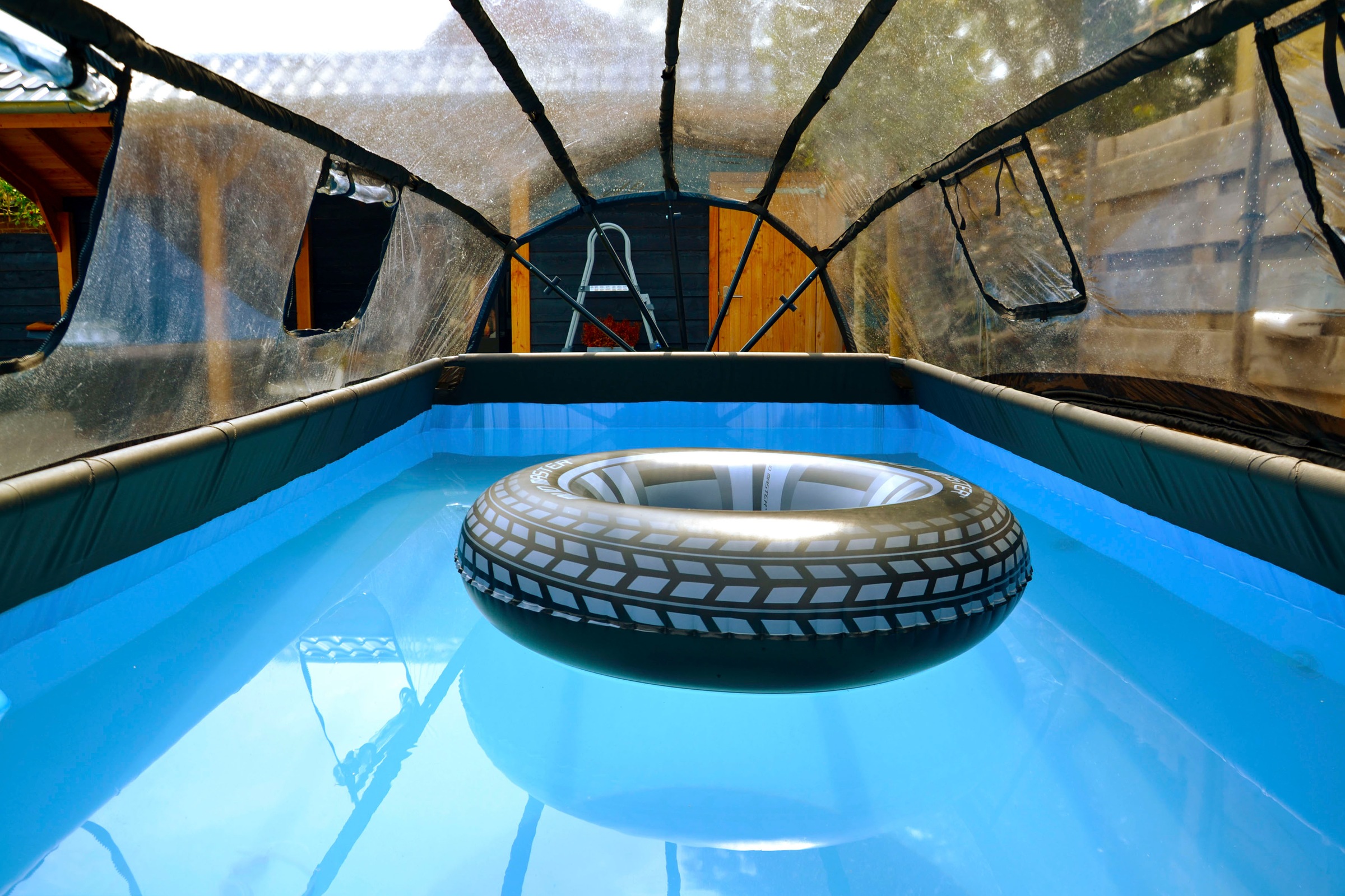 EXIT Framepool »inkl. Poolabdeckung und Wärmepumpe«, (Set, 5 tlg.), 5-tlg., BxLxH: 200x400x100 cm, mit Sandfilteranlage und Poolleiter
