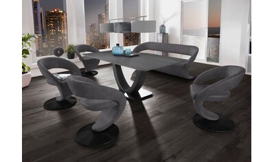 Essgruppe »Wave«, (Set), 4 Design-Drehstühlen und Tisch in 180x90cm, Tischplatte...