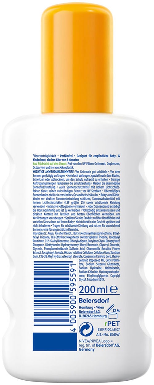 Nivea Sun Sonnenschutzspray »Babies & Kids Sensitiv Schutz+Gratisgröße Lotion to go«, (Set)