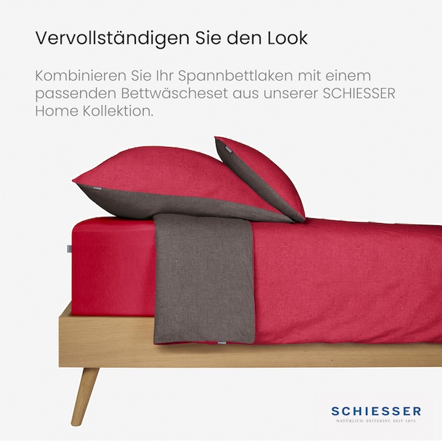 Schiesser Spannbettlaken »Elli aus 97% Baumwolle und 3% Elasthan«, (1 St.),  für hohe Matratzen und Boxpringbetten geeignet, Made in Green | BAUR