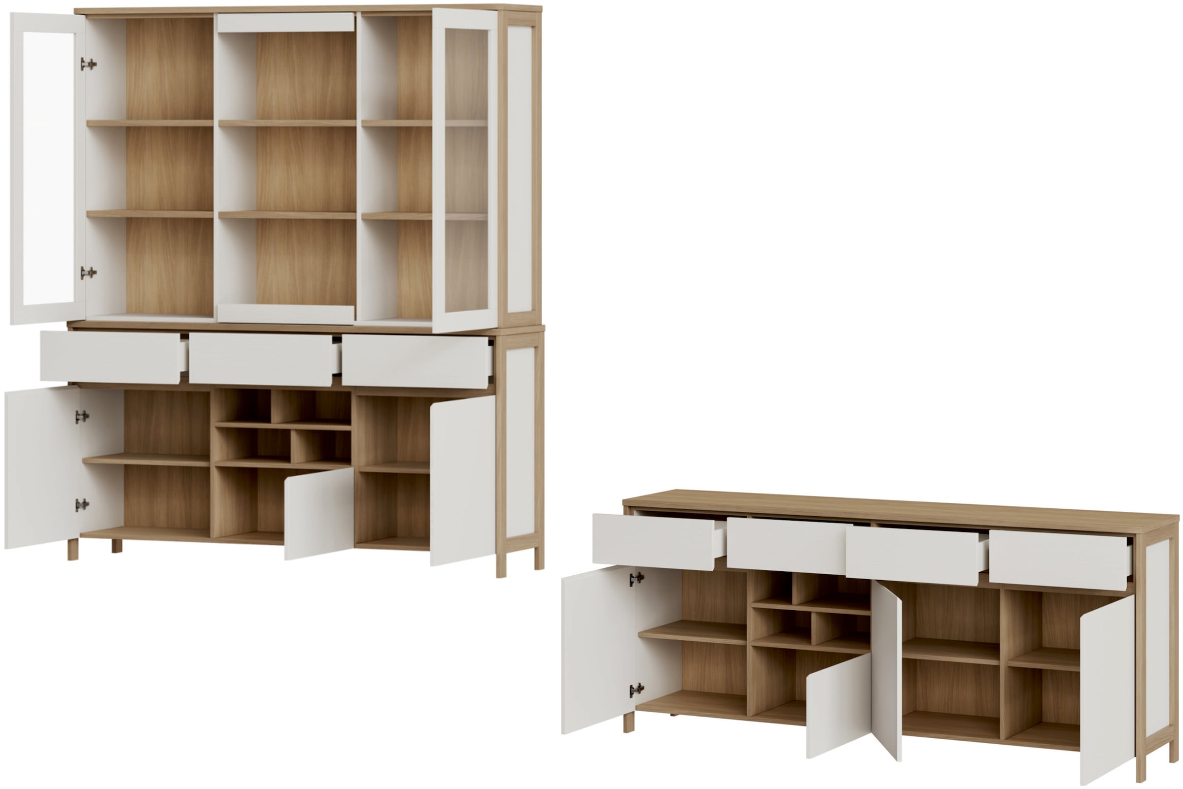 Home affaire Wohnwand »Stranda, moderne Anbauwand, Komplettset im Scandi-Style«, (2 St.), enthält Sideboard und Buffet, ausreichend Stauraum