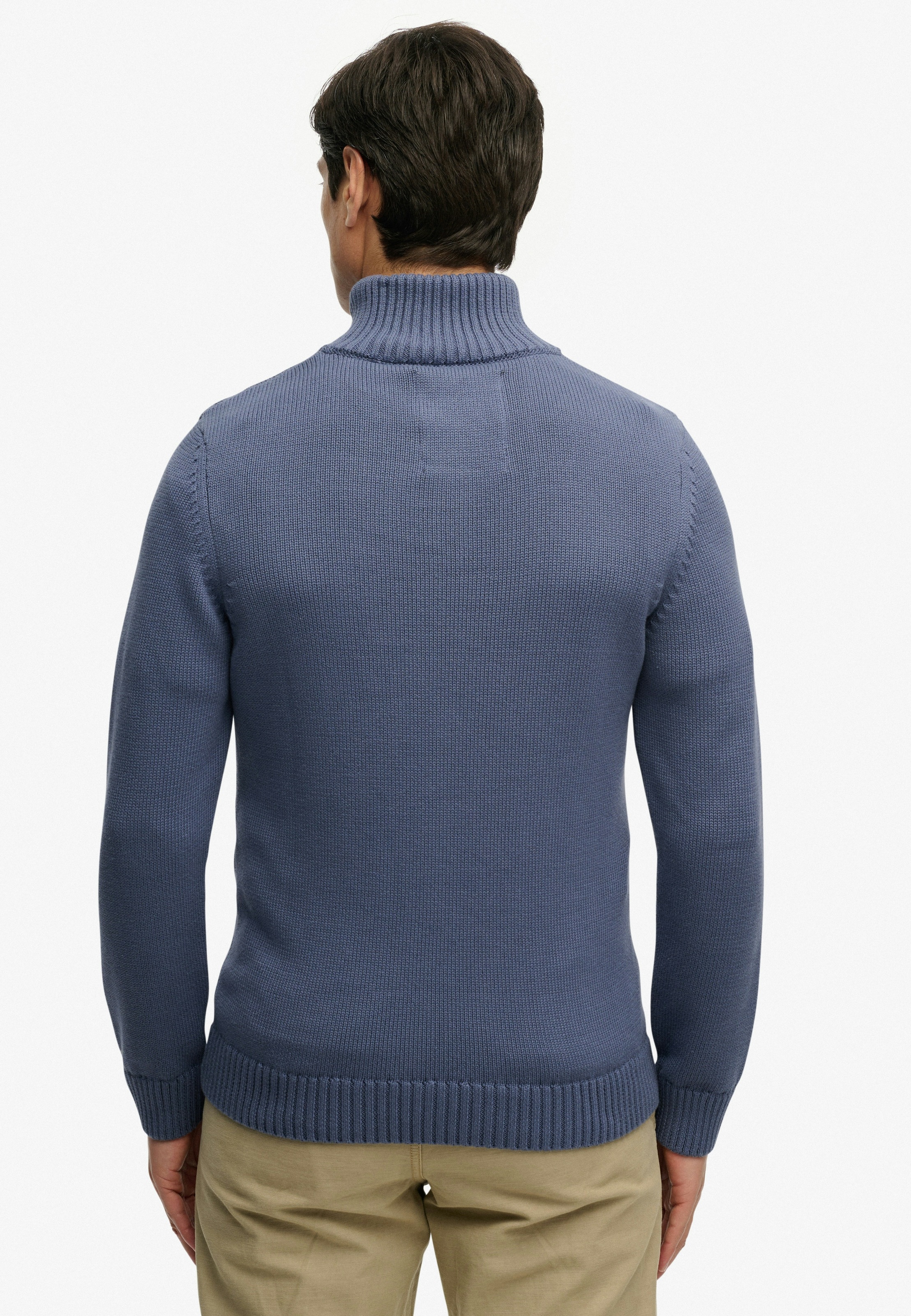 Superdry Strickpullover »COTTON KNIT HENLEY« aus Baumwolle, Slim Fit, mit Stehkragen, hüftlange Form, pflegeleicht