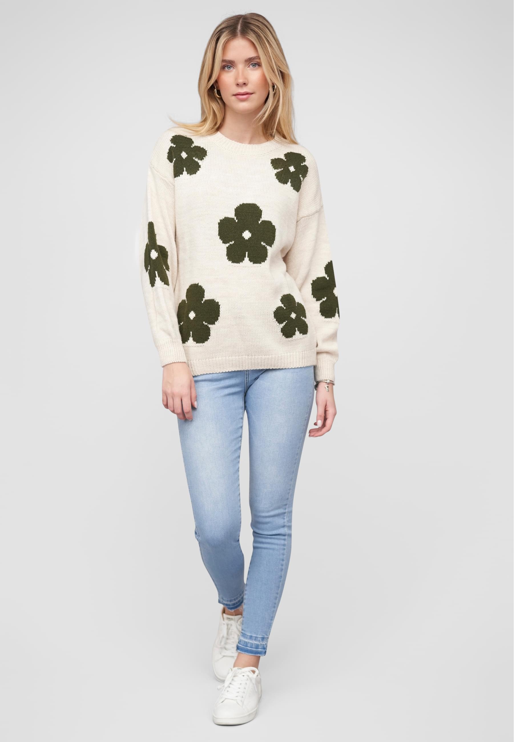 CLOUD 5IVE Rundhalspullover »CLOUD 5IVE Cloud 5ive Crewneck Knit Sweater with Flowers« 1 Stk. tlg.