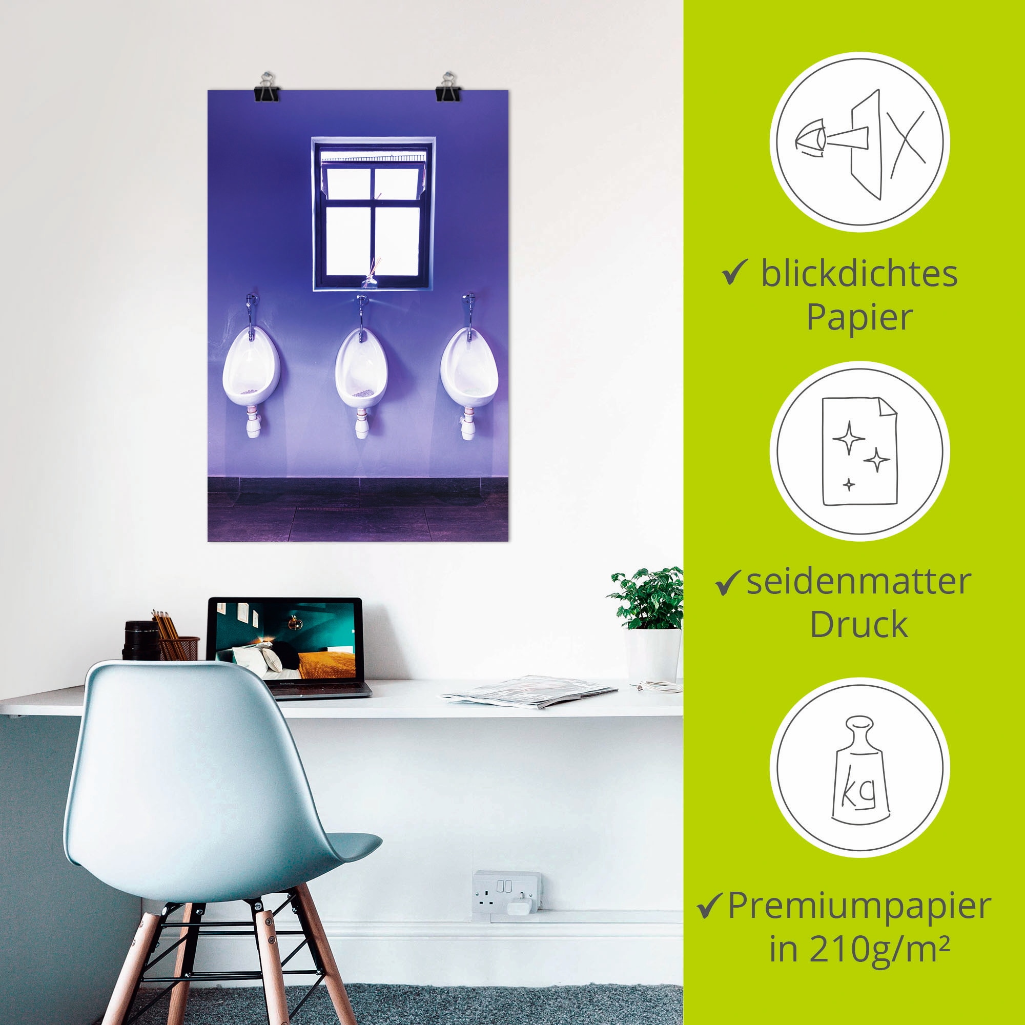 Artland Poster »Toilette«, Innenarchitektur, (1 St.), als Alubild, Leinwandbild, Wandaufkleber oder Poster in versch. Größen