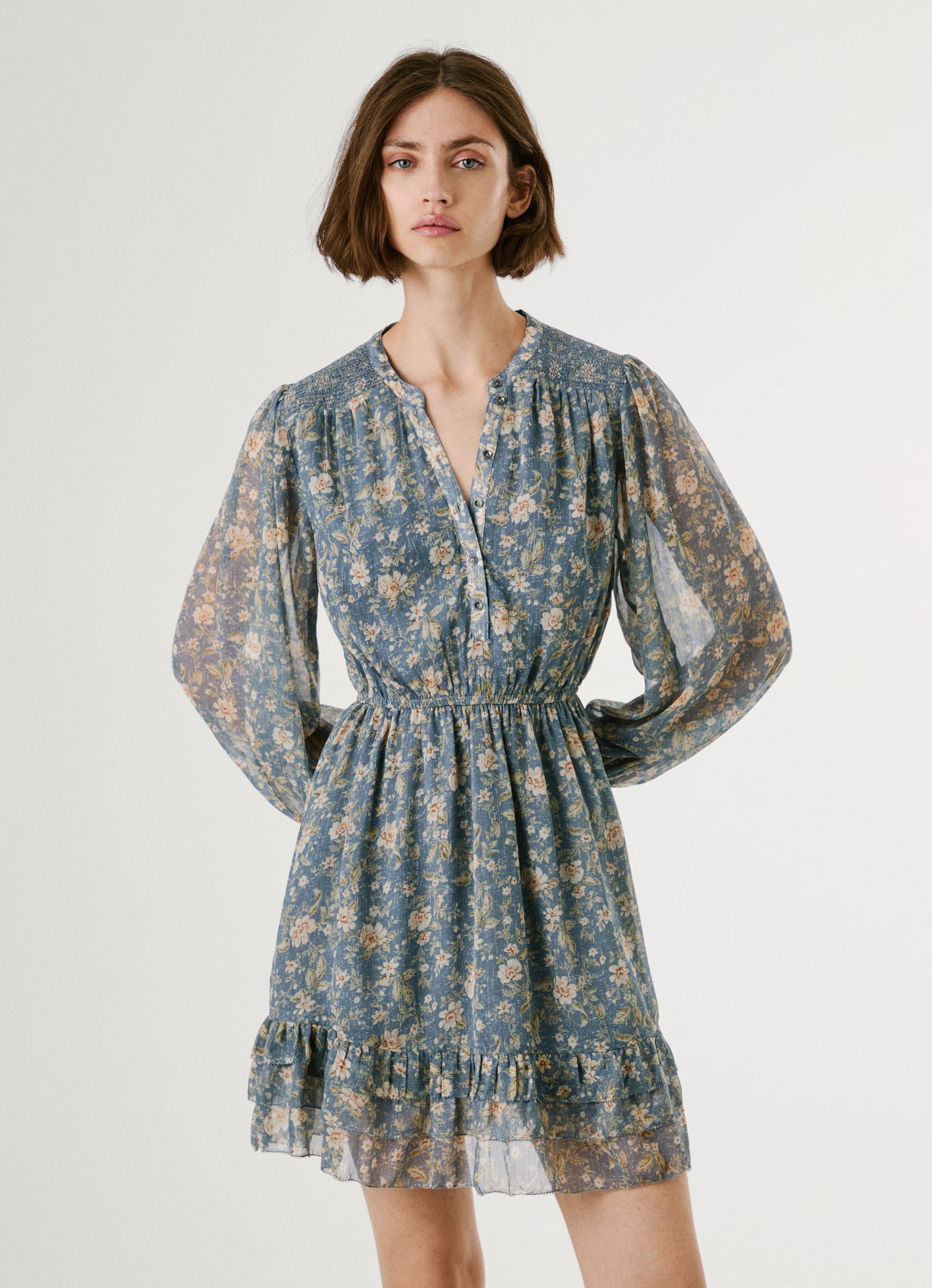 Pepe Jeans Blusenkleid "LONDYN DRESS", tailliert, mit elastischem Bündchen günstig online kaufen