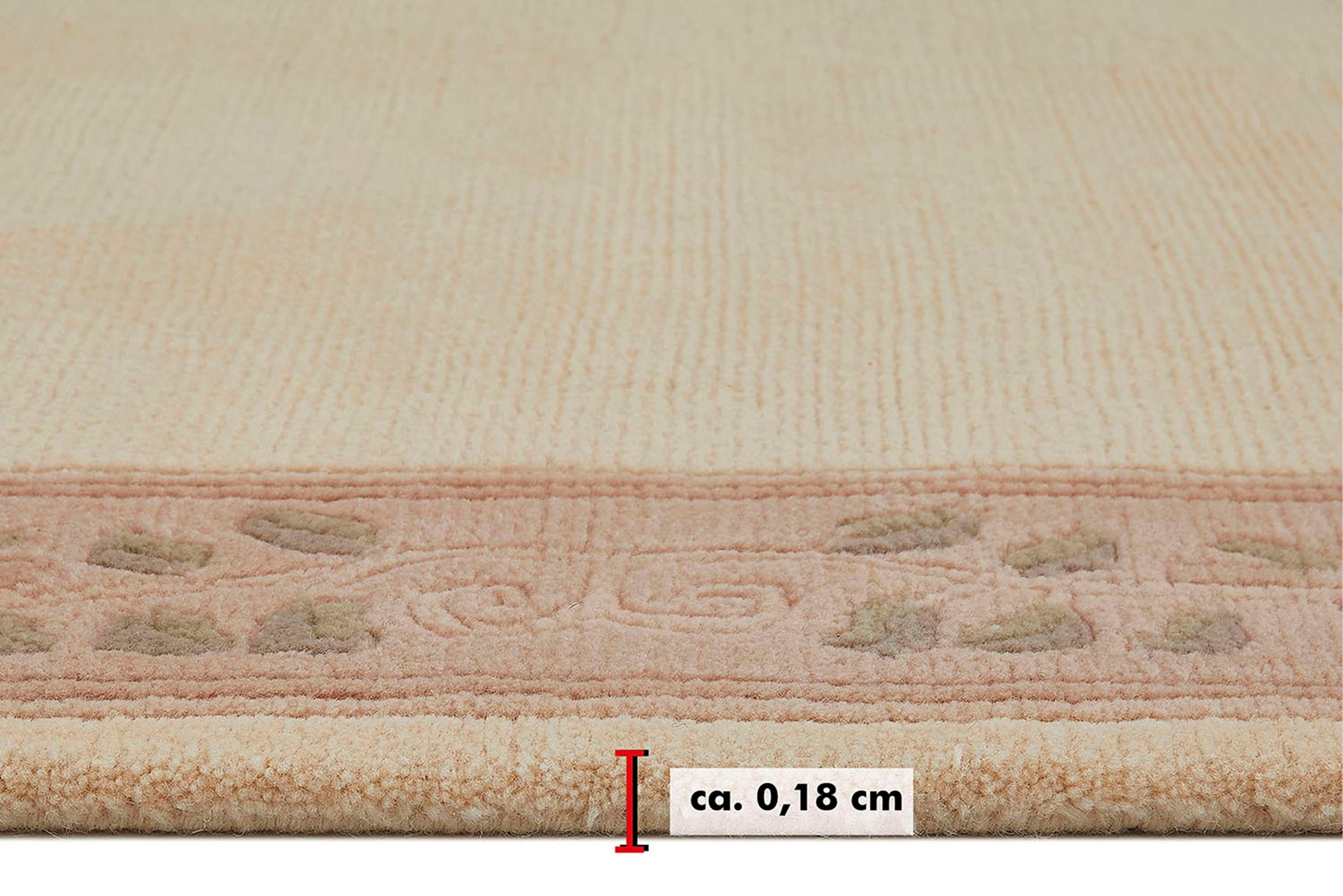 LUXOR living Wollteppich »Adour«, rechteckig, 18 mm Höhe, reine Wolle, handgeknüpft, mit Bordüre und Fransen, Wohnzimmer