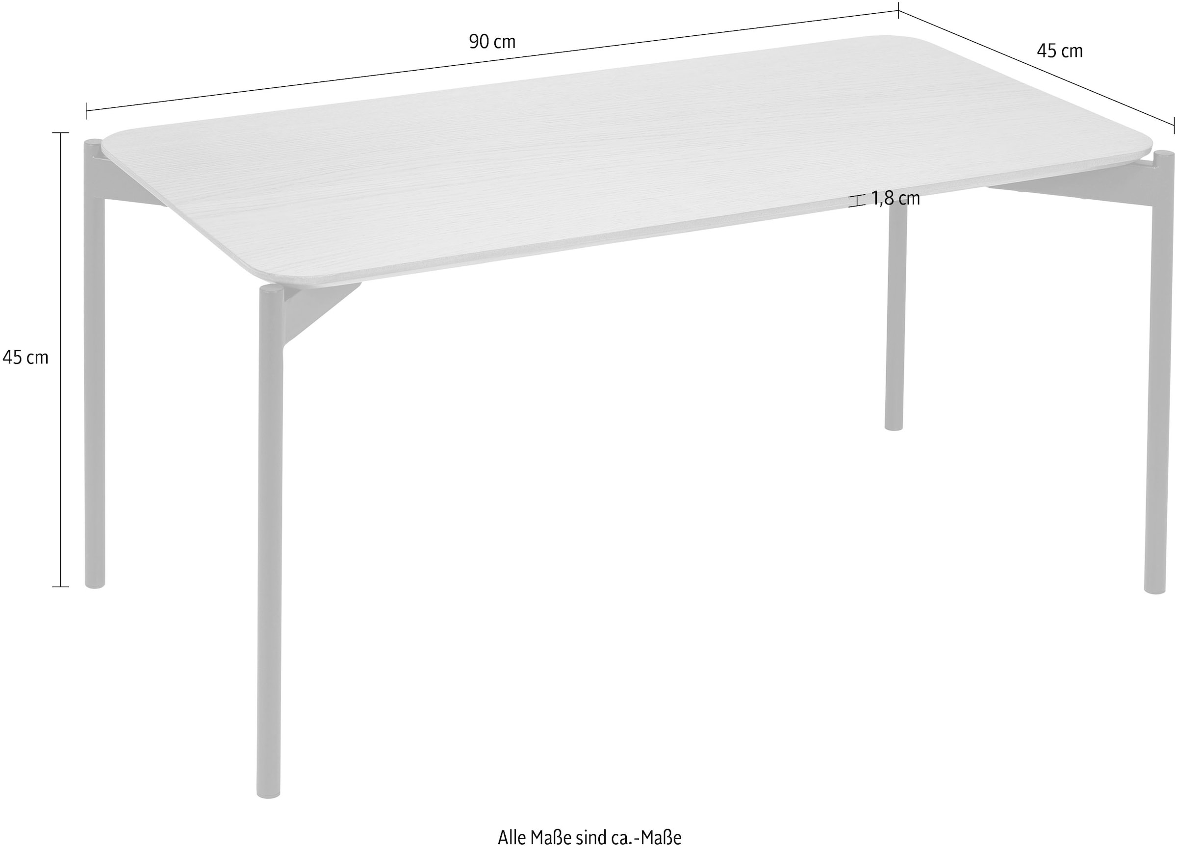 Homexperts Couchtisch »Ida«, (BxT) 90 x 45 cm, rechteckig, in Eiche natur oder schwarz lackiert