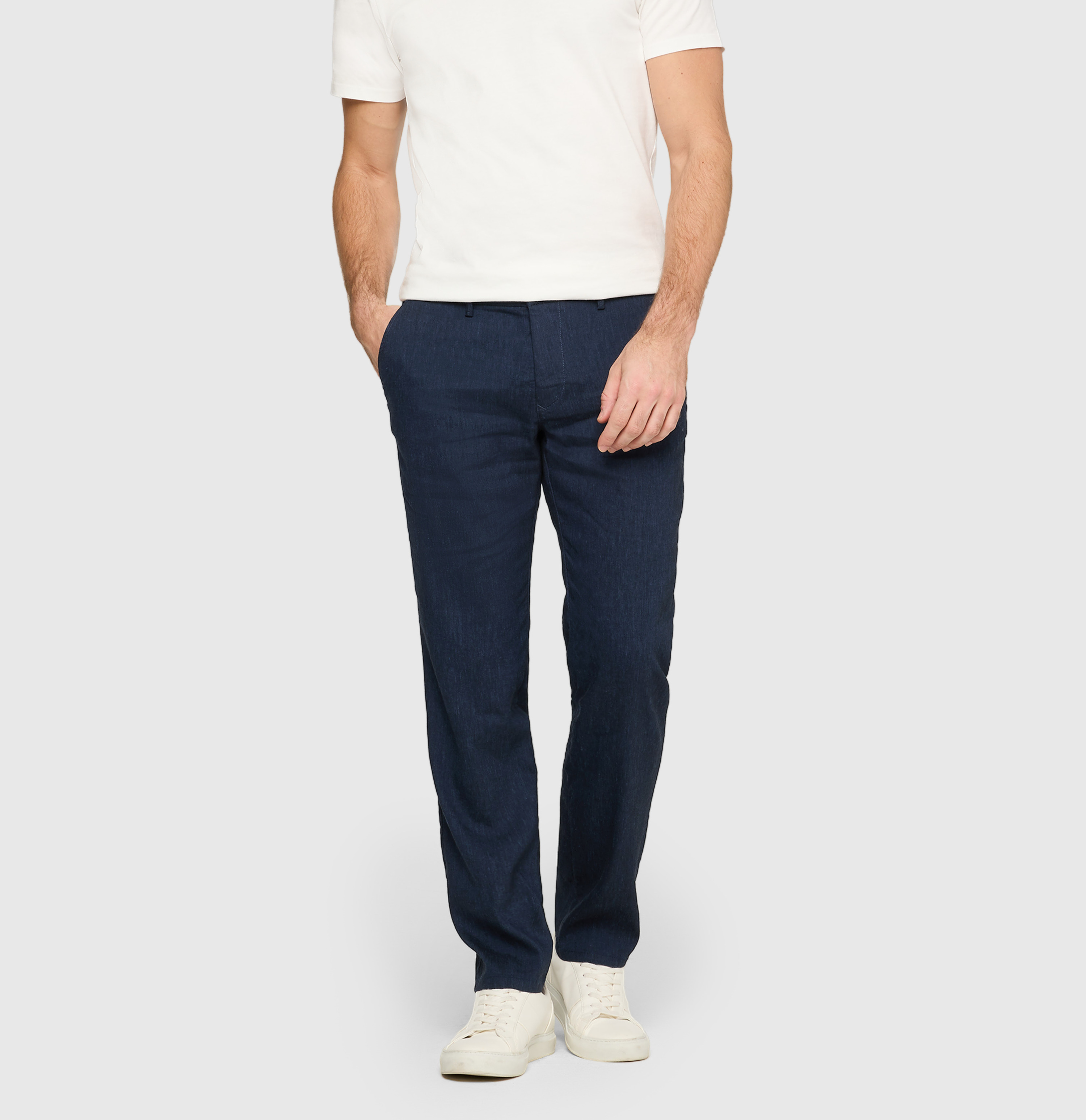 MAC Chinohose "Lennox Sport" Leinenstruktur