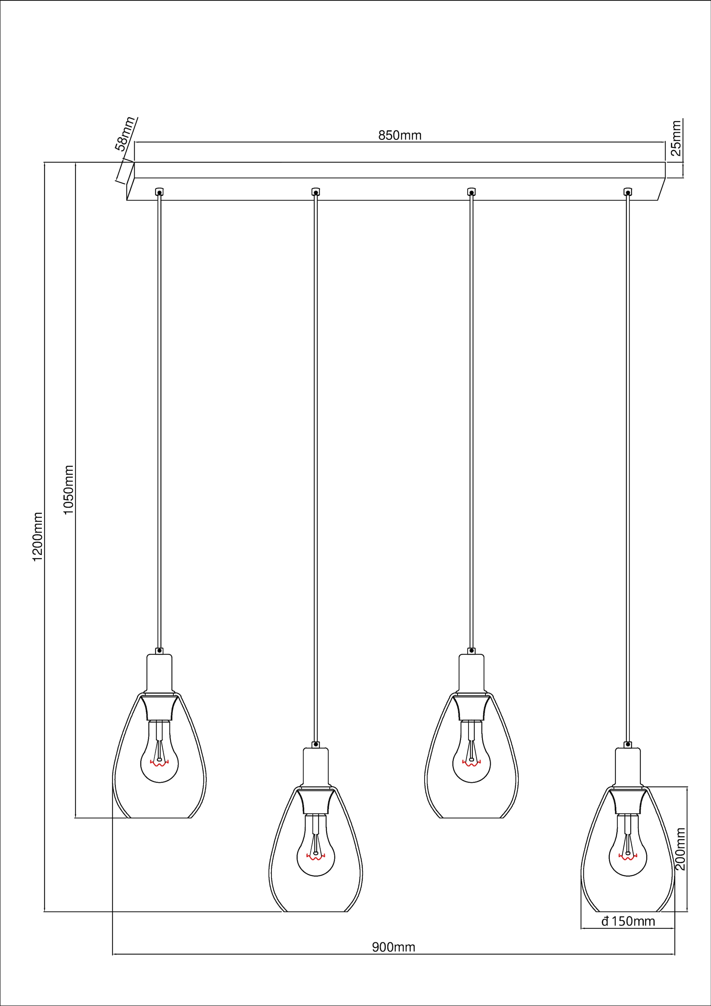 GLOBO LIGHTING Hängeleuchte »FANNI«, Leuchtmittel E27 | ohne Leuchtmittel, Hängelampe/Pendelleuchte/Esszimmer/Wohnzimmer/Esstisch