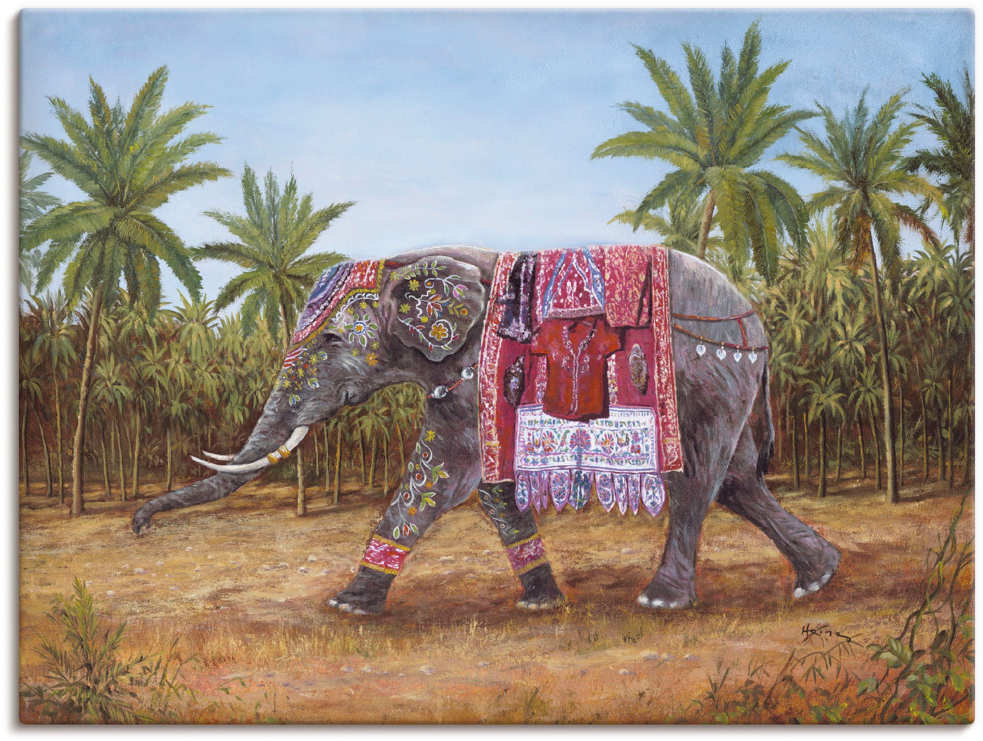 Artland Wandbild »Indischer Elefant«, Wildtiere, (1 St.), als Leinwandbild, Wandaufkleber in verschied. Größen