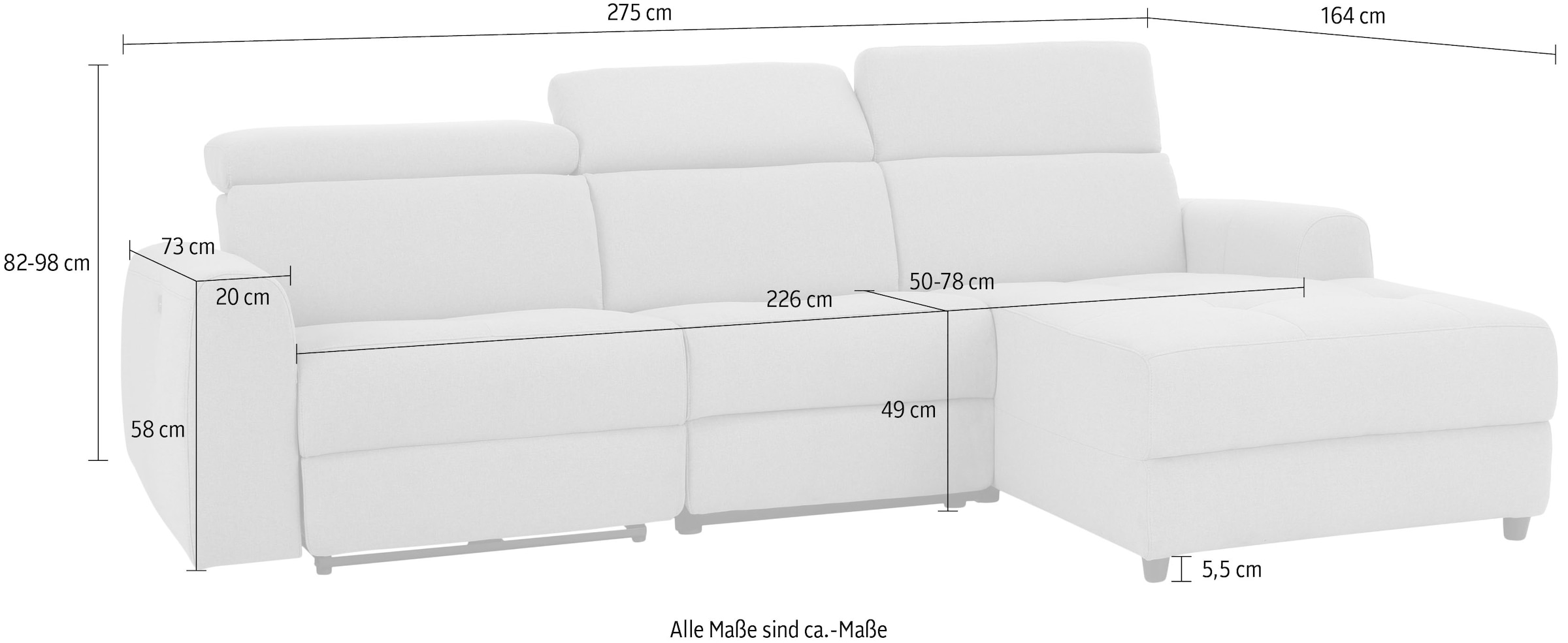 Home affaire Ecksofa »Sentrano, L-Form,«, auch mit elektrischer Funktion mit USB-Anschluß, in 4 Bezugsvarianten