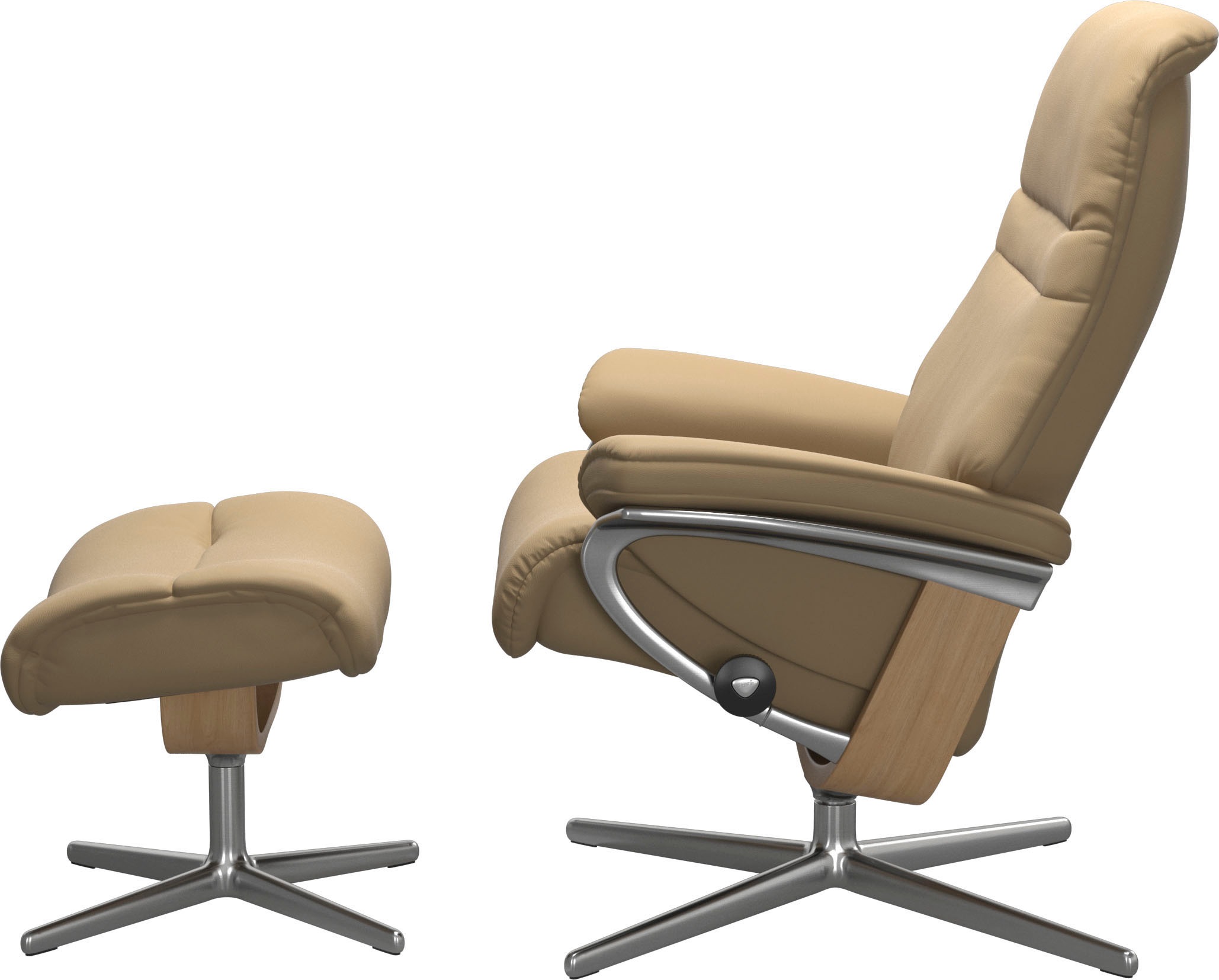 Stressless® Relaxsessel »Sunrise«, (Set, Relaxsessel mit Hocker), mit Hocker, mit Cross Base, Größe S, M & L, Holzakzent Eiche