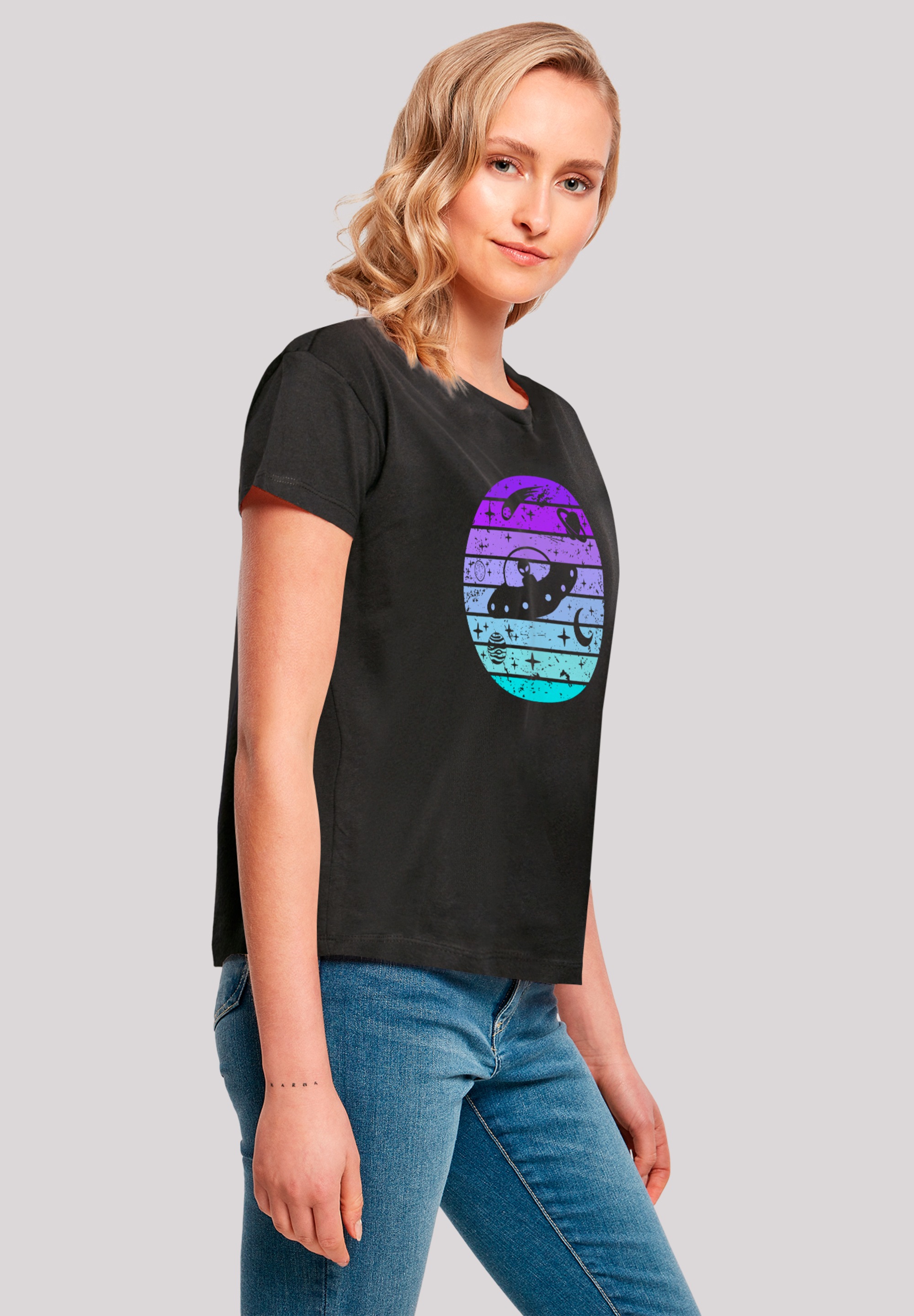 F4NT4STIC T-Shirt »Retro Alien Weltraum Sonnenuntergang«, Premium Qualität