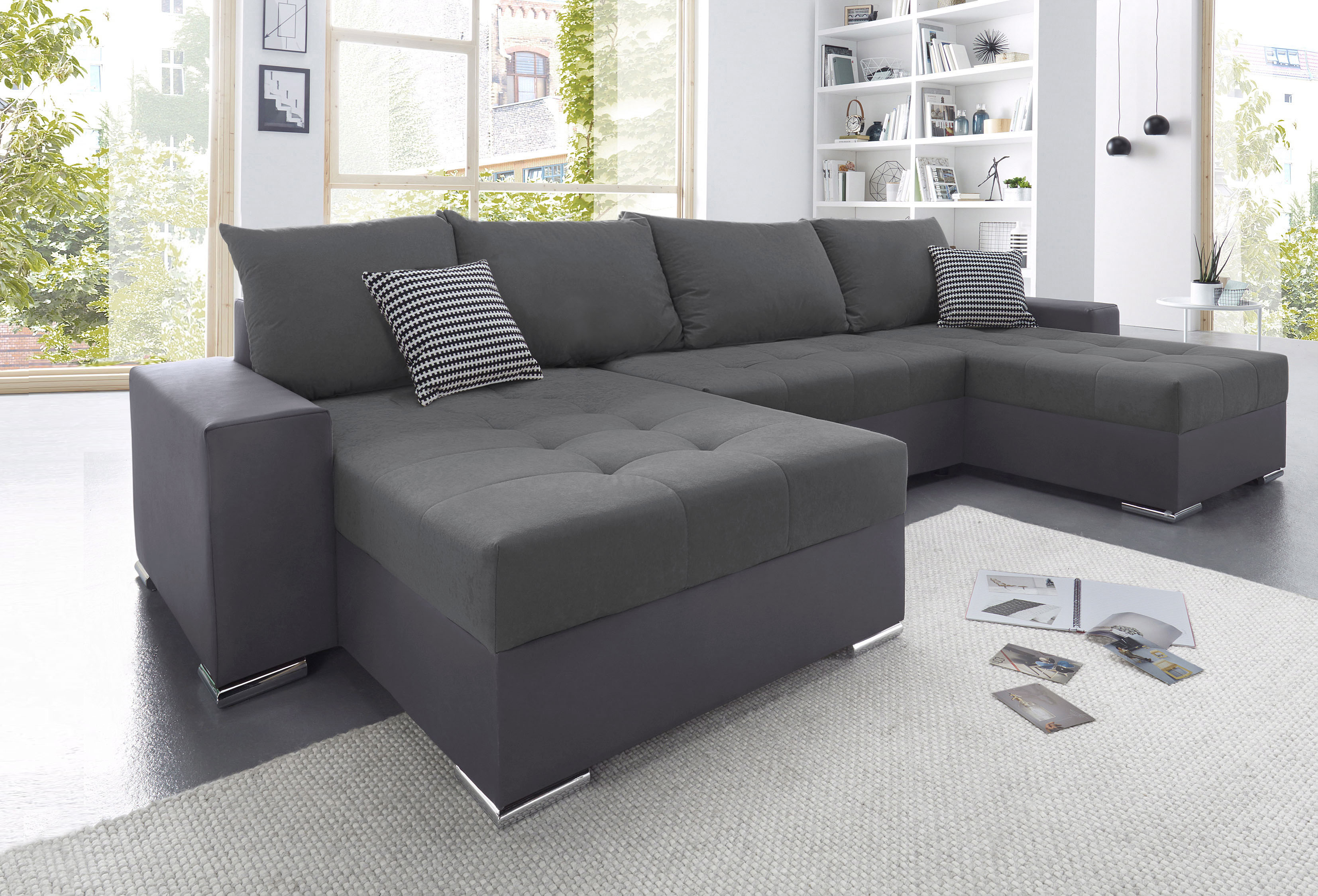 COLLECTION AB Wohnlandschaft "Josy XL U-Form, Breite: 313 cm" Schlaffunktion, Bettkasten & 2 Zierkissen, Federkern